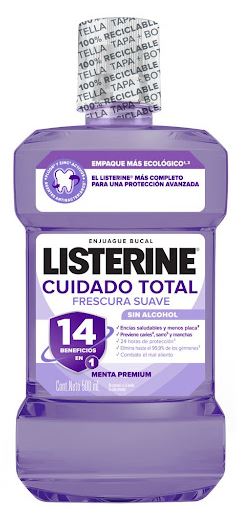 Enjuague bucal listerine cuidado total frasco x 500ml
