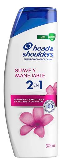 Shampoo head y shoulders 2 en 1 suave y manejable  375ml