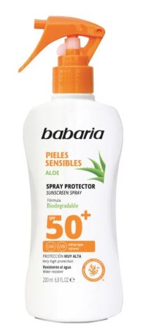 Protector Solar En Spray Babaria Pieles Sensibles Con Aloe Spf 50 Frasco X 200Ml