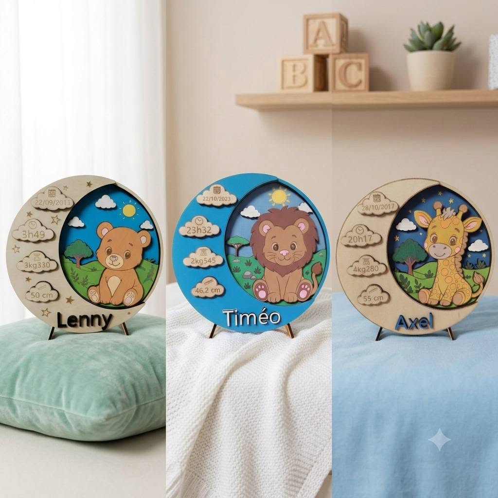 Cadre Naissance Animaux Bois