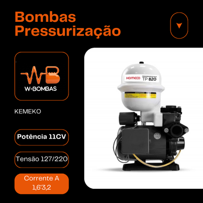 Pressurizador de Água Komeco TP 820 G3 1/4 CV 110V/220V