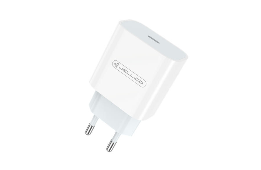 Jellico 20W USB-C Snellader – PD Fast Charger AK180 – Compacte Wall Charger – iPhone & Samsung – Wit