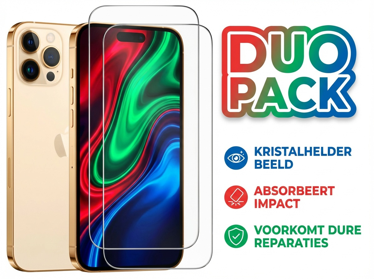 Glashelder clear glass screen protector - Duo pack