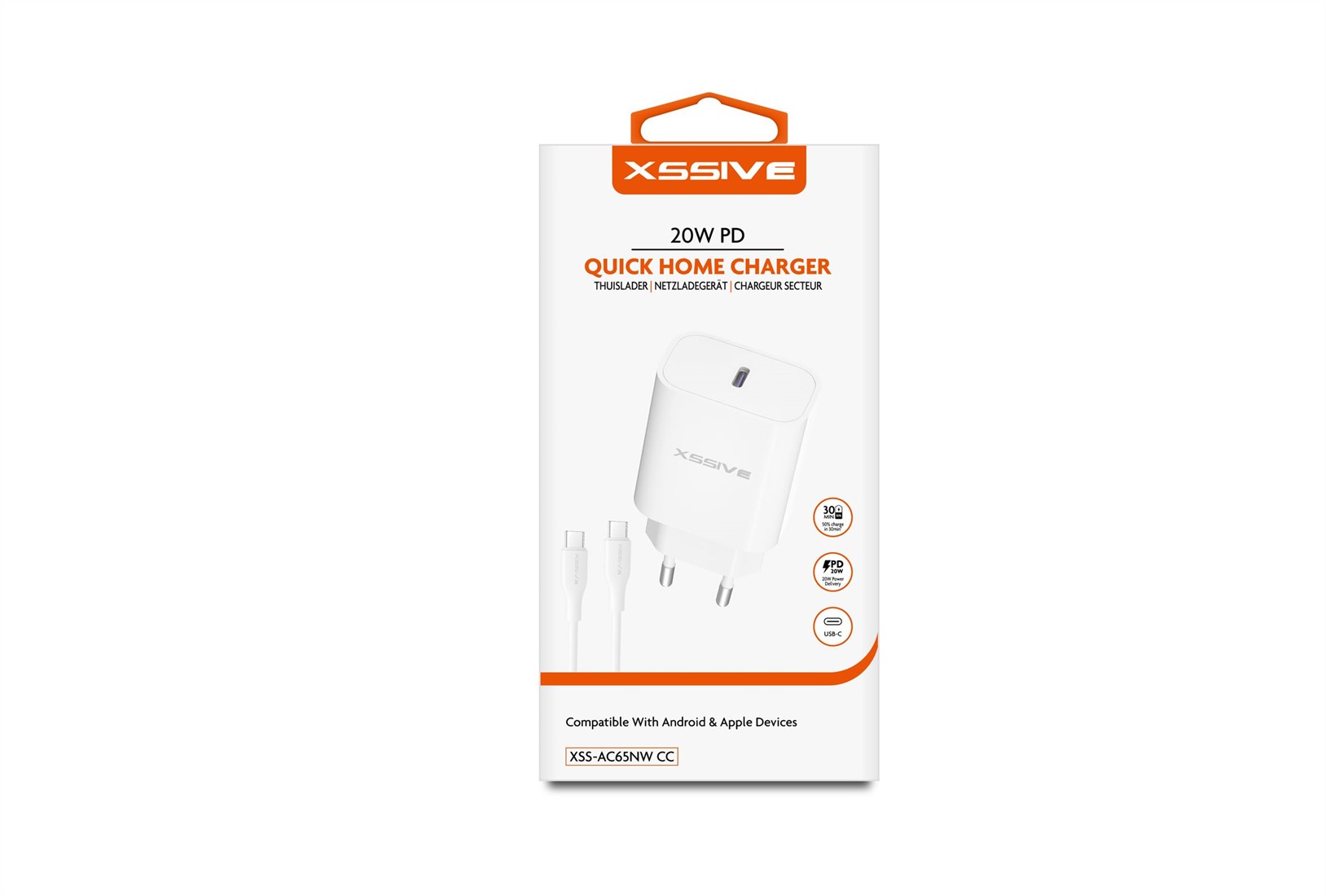 Xssive PD 20W Quick Charger+C-C Kabel XSS-AC65NW CC