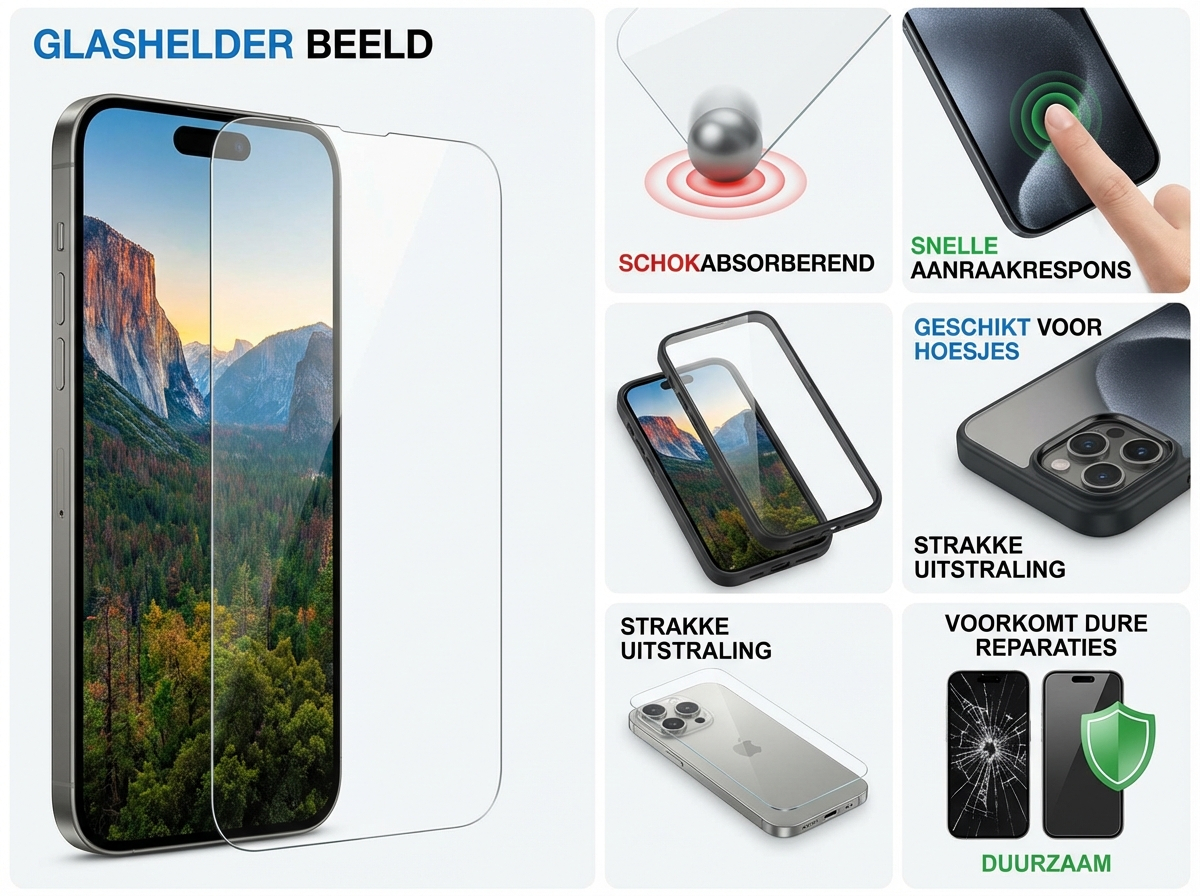 Glashelder clear glass screen protector - Duo pack