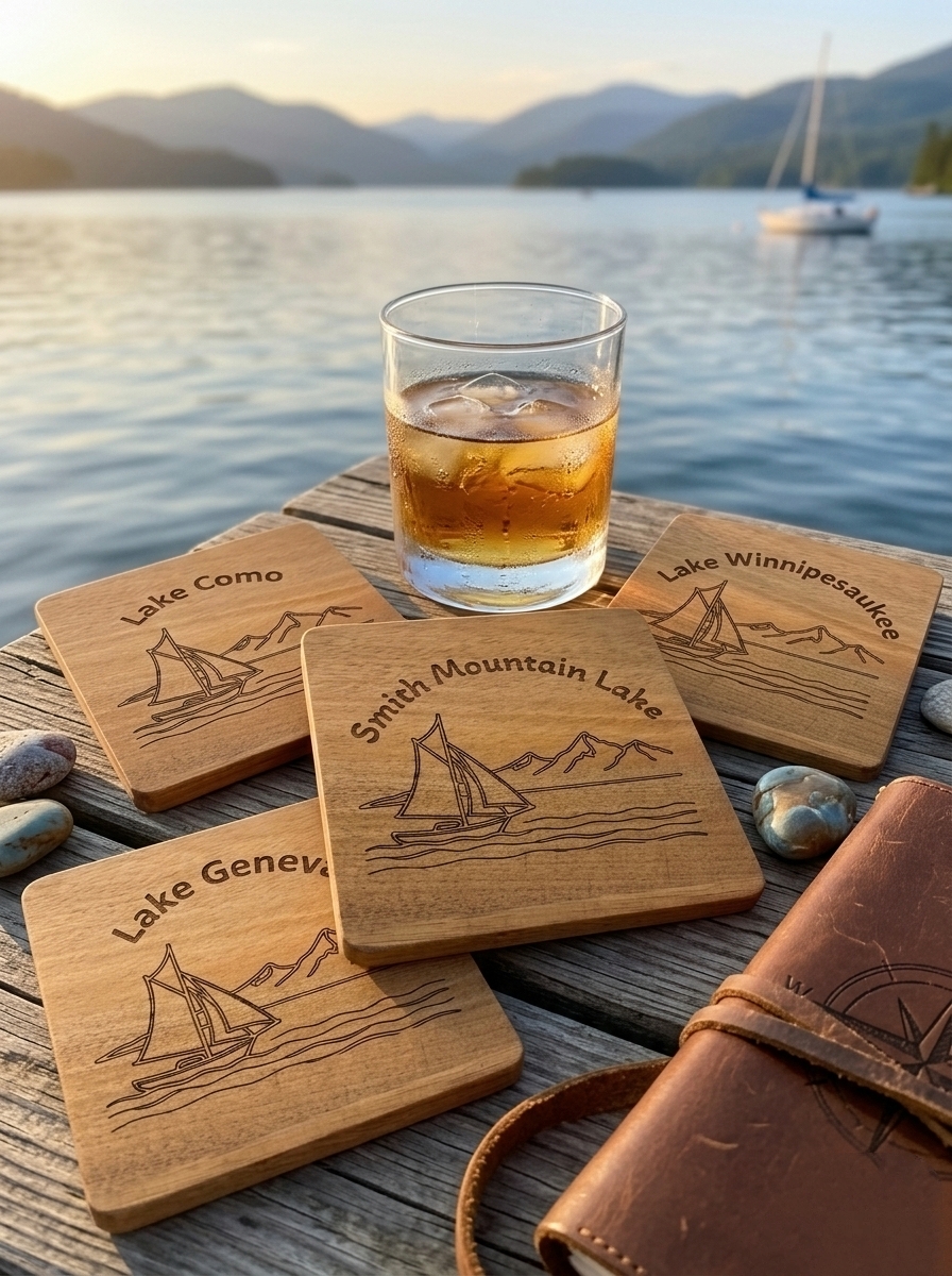 The "Bring Your Journey Home" Personalized Lake Coaster Series