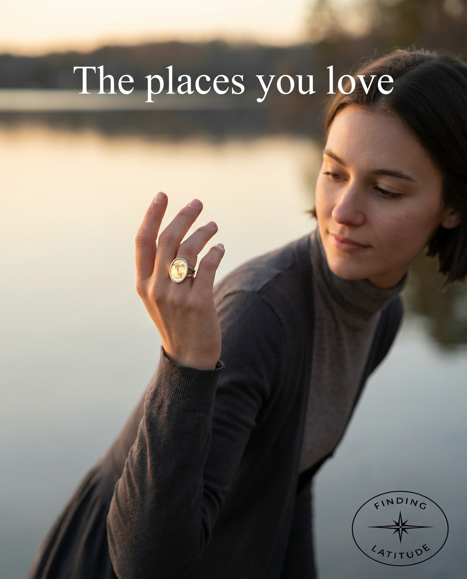 The Lake Fingerprint Collection Ring - Personalize your Latitude Today