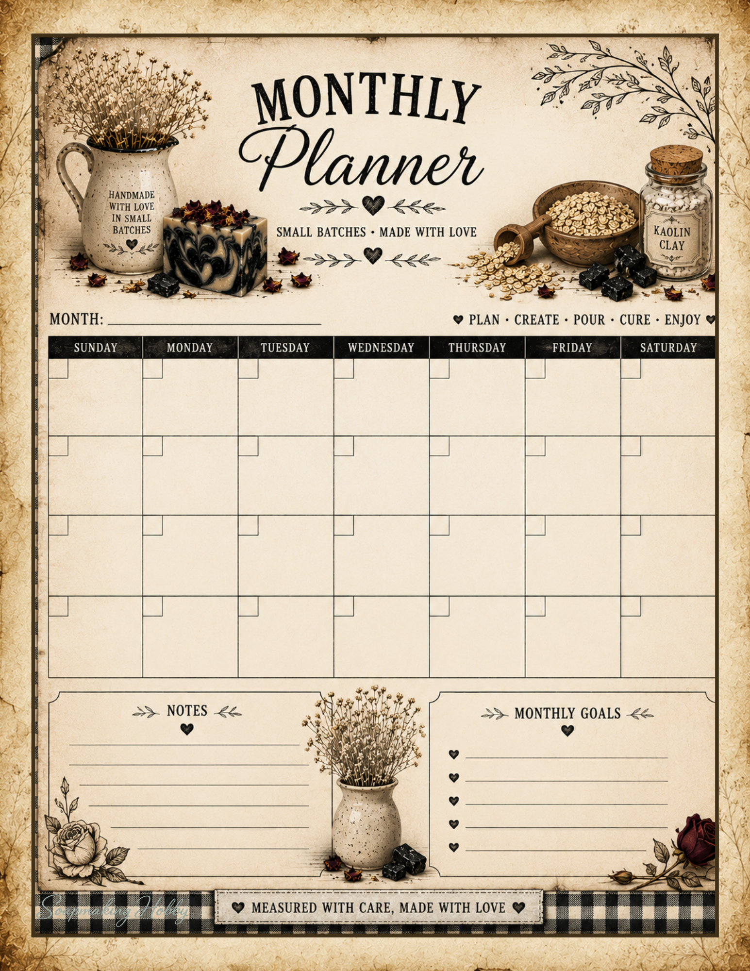Charcoal & Cream Soapmaking Journal | Printable Soap Journal | Soap Recipe Book | Soapmaking Planner | Digital PDF | Soapmaker Gift