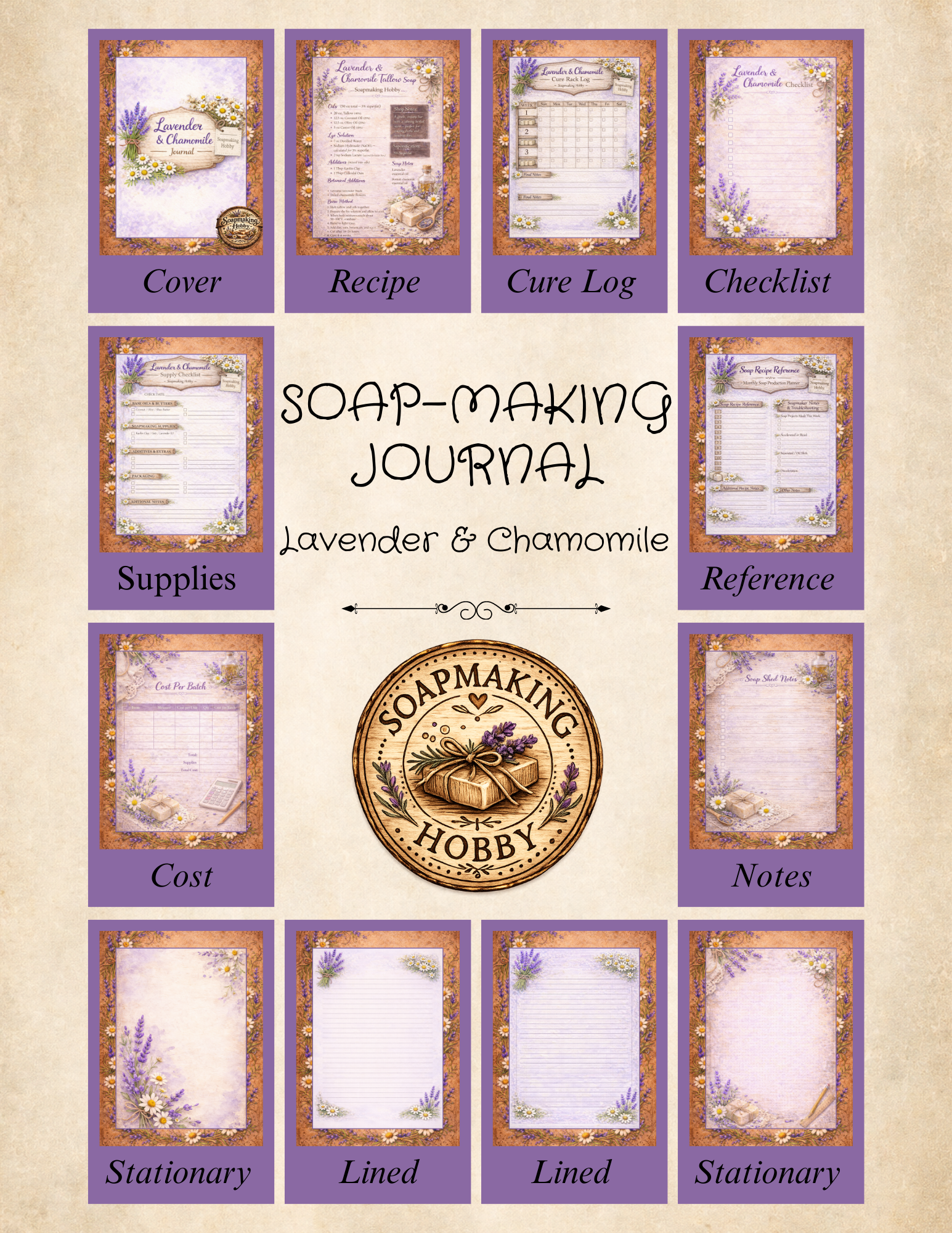 Lavender and Chamomile Soap Journal Pages