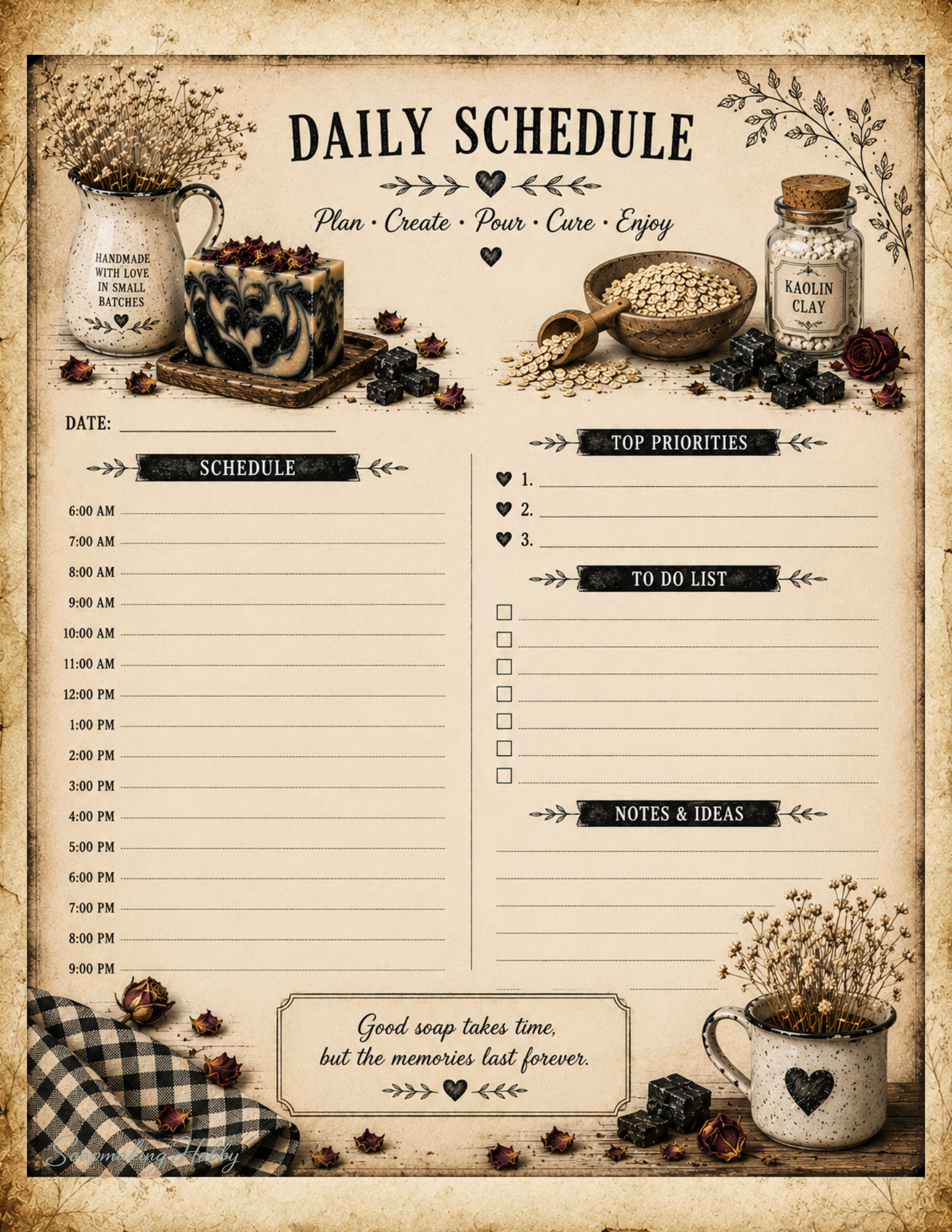 Charcoal & Cream Soapmaking Journal | Printable Soap Journal | Soap Recipe Book | Soapmaking Planner | Digital PDF | Soapmaker Gift