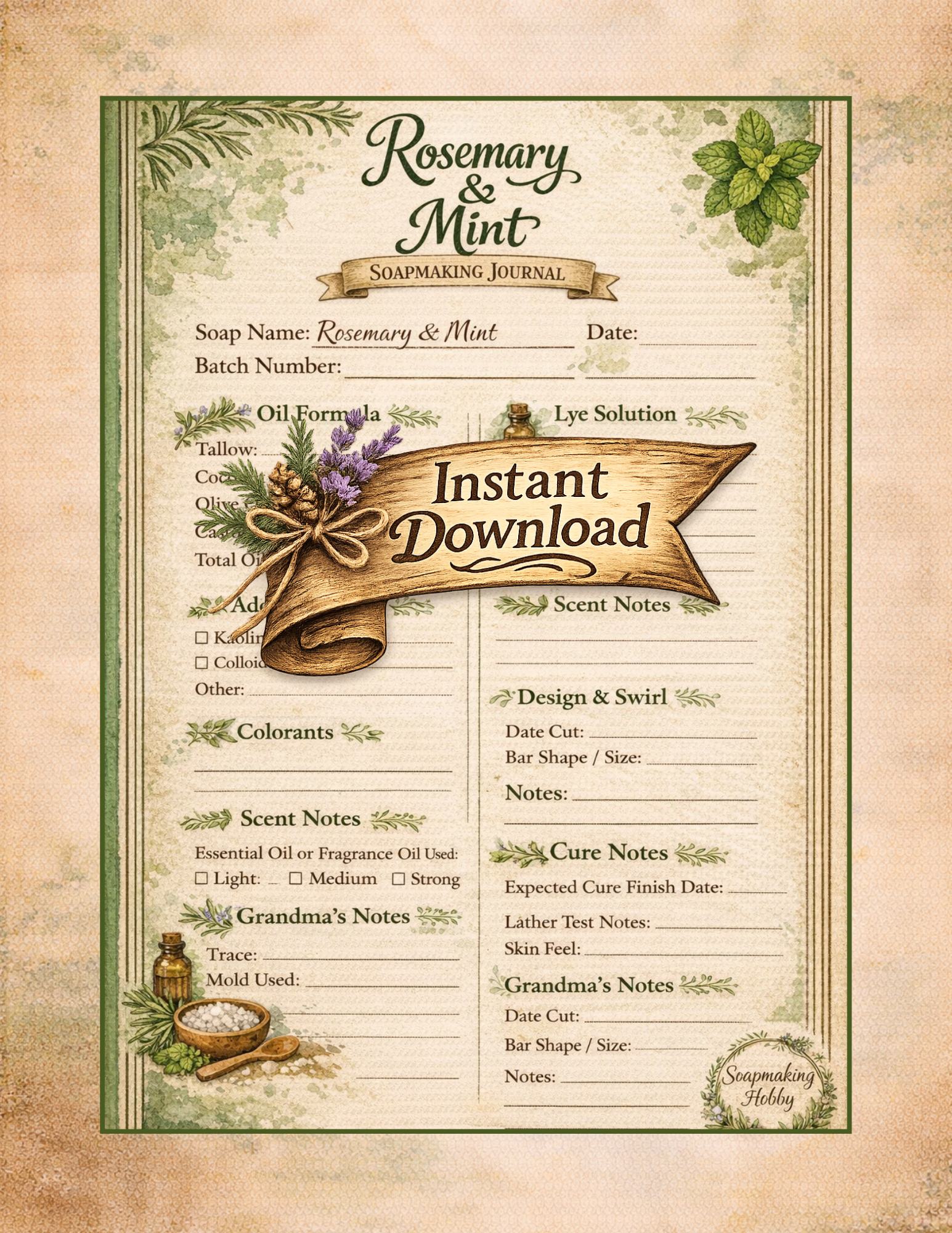 Rosemary & Mint Soapmaking Journal