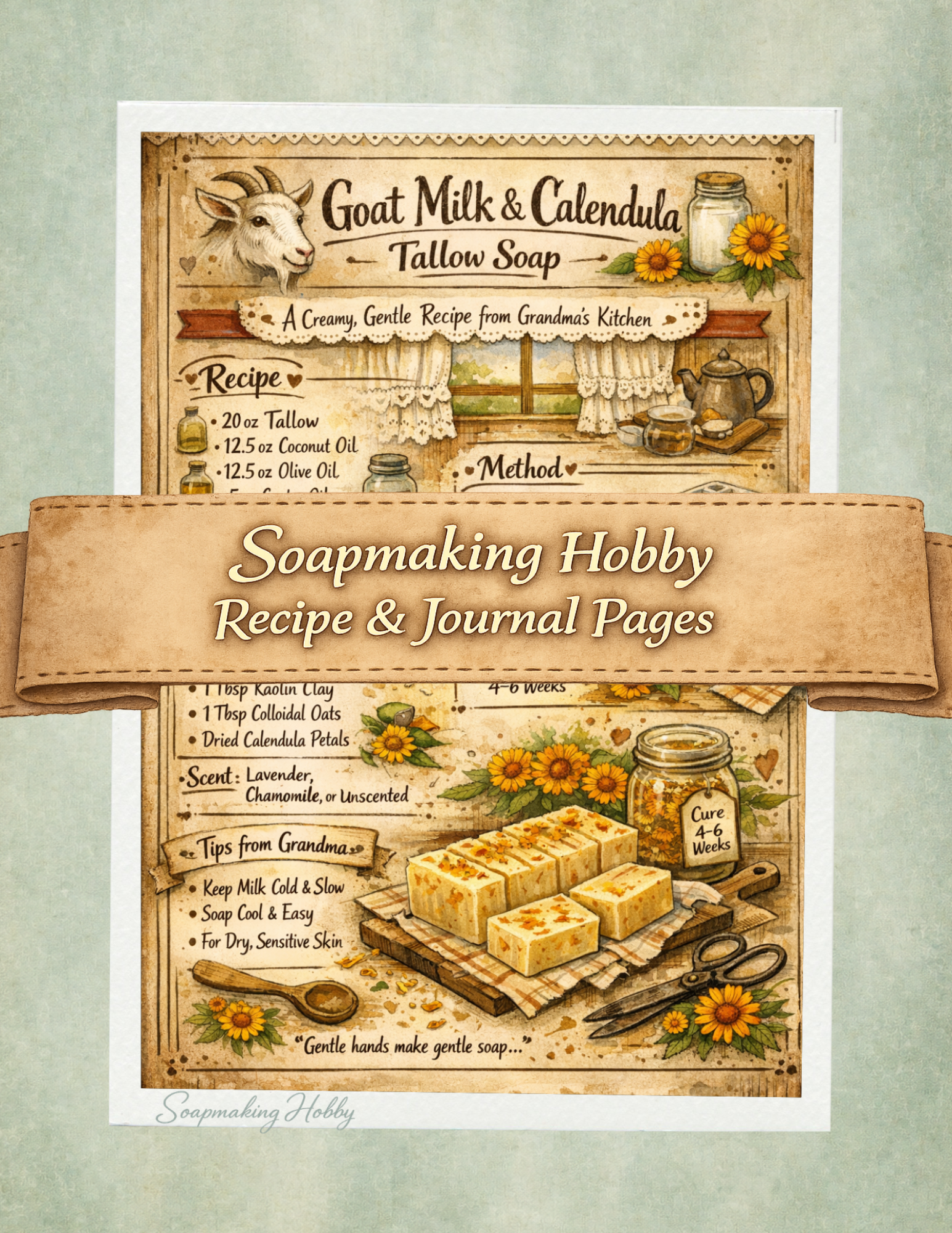 Goat Milk & Calendula Tallow Soap Recipe and Journal Pages