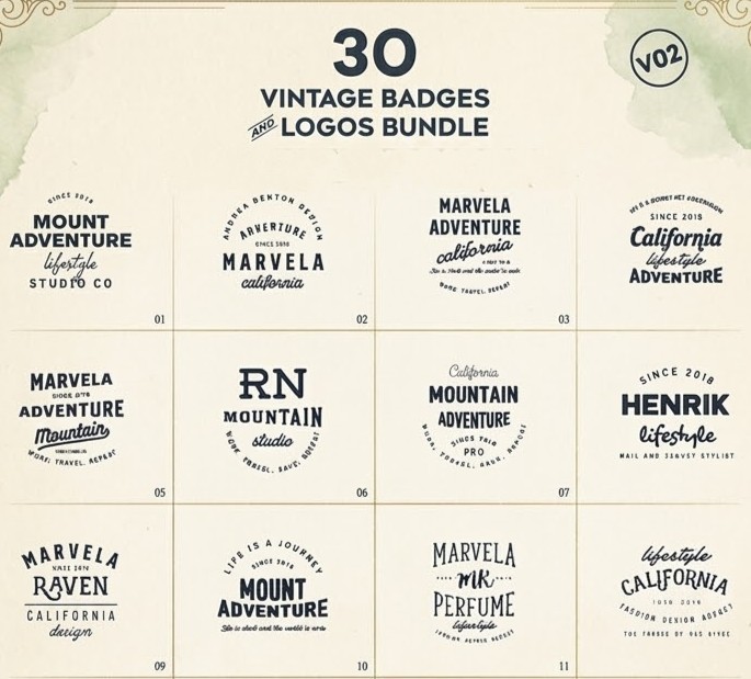 30 Vintage Badges / Logos