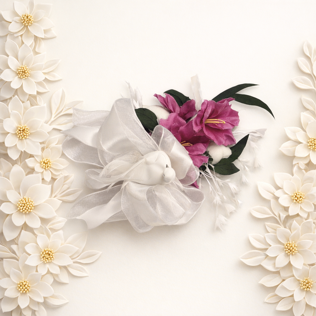 Elegant Floral Wrist Corsage with Satin Ribbon