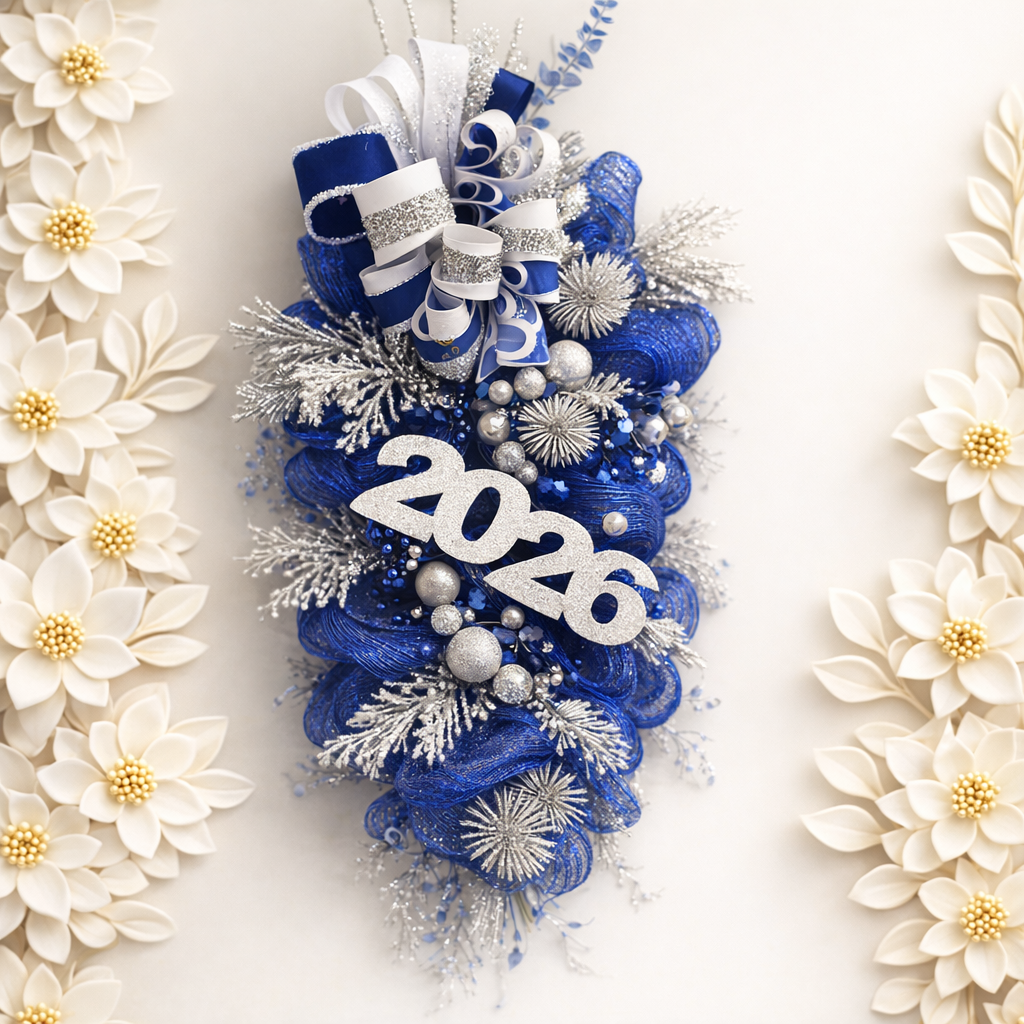 2026 Blue and Silver Holiday Swag