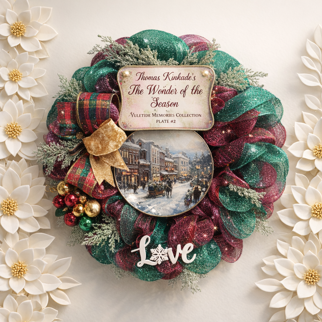 Yuletide Wreath with Thomas Kinkade Plate