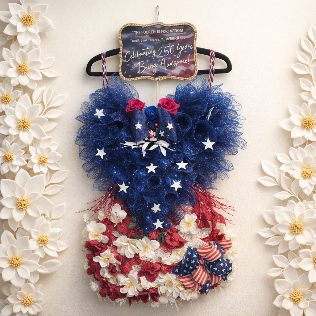 Patriotic Flower Dress Wreath