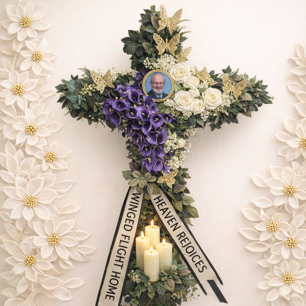 Memorial Floral Cross Wreath