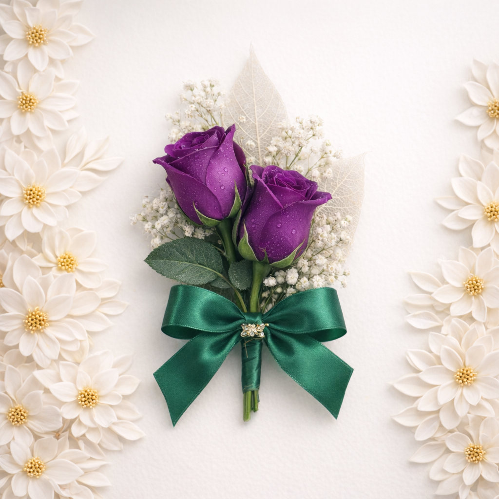 Purple Rose Boutonniere