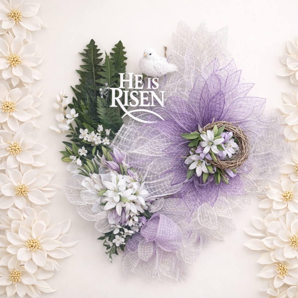 He is Risen Easter Floral Wall Decor