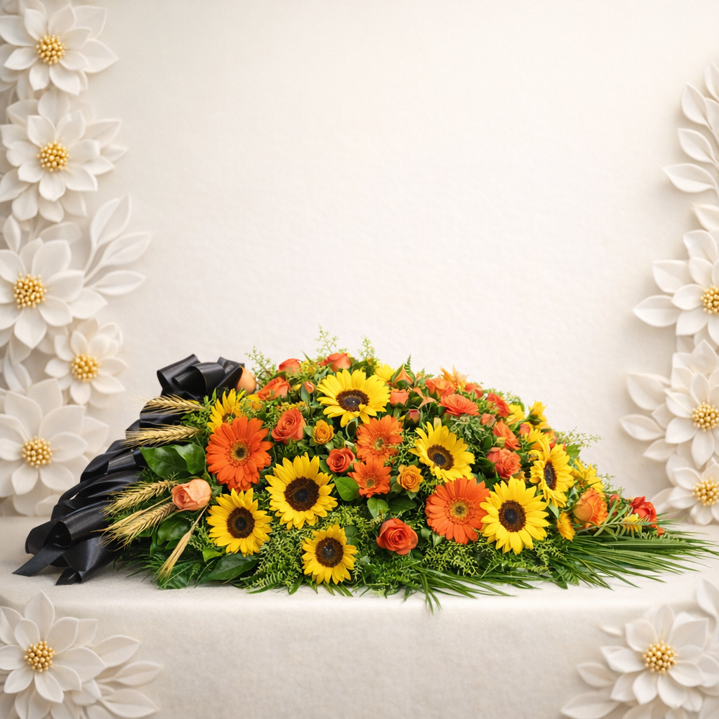 Sunflower & Gerbera Full Casket Funeral Spray