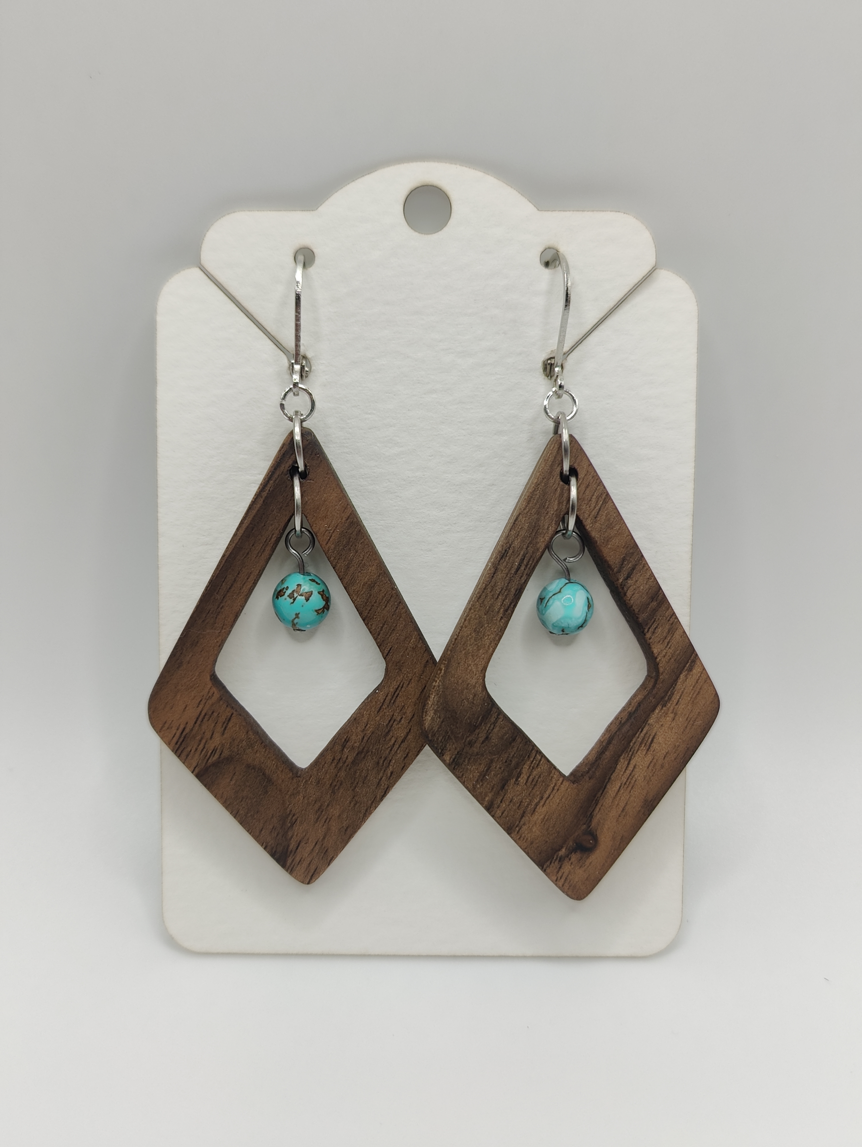 Boucles d'oreilles noyer et turquoise