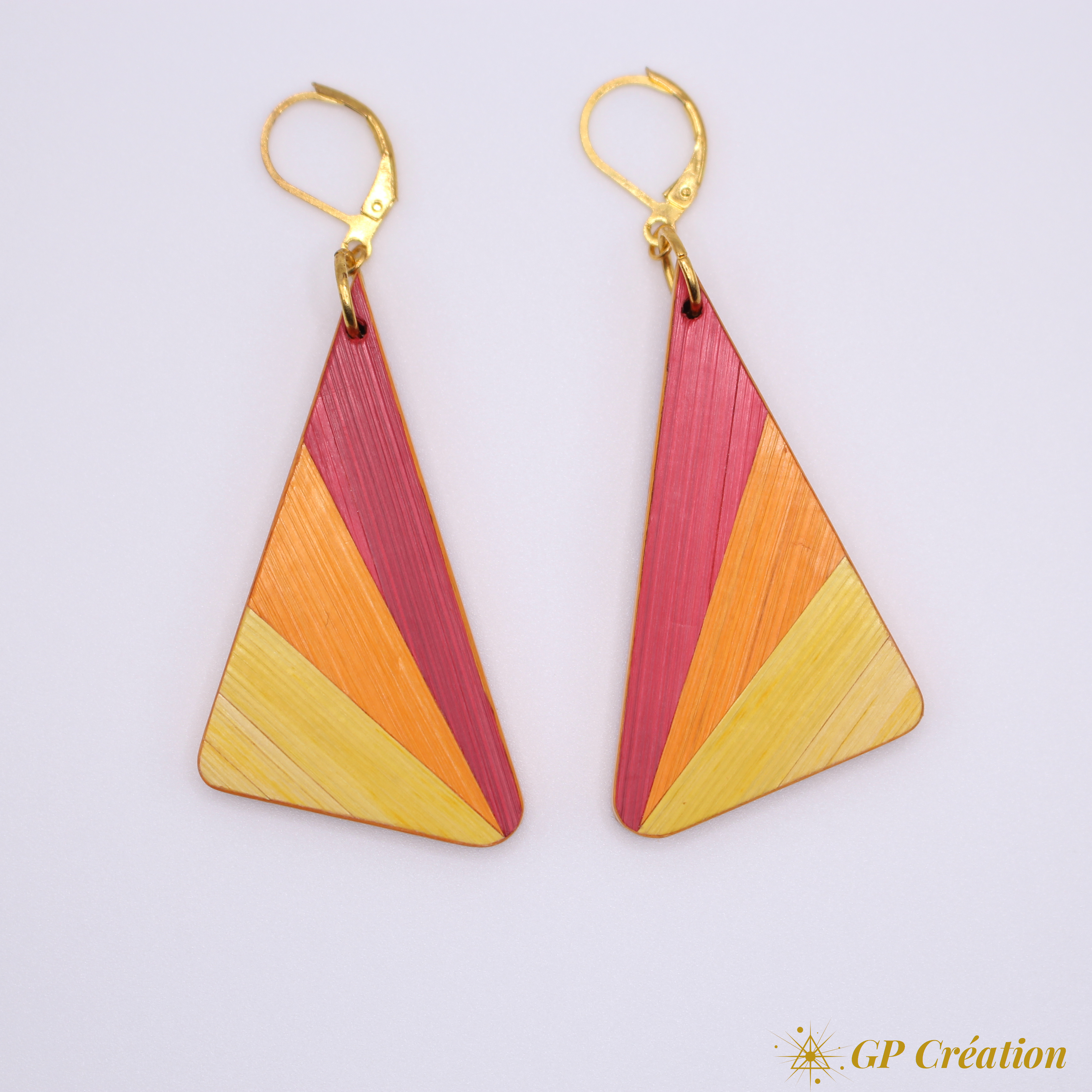 Boucles d’oreilles en marqueterie de paille