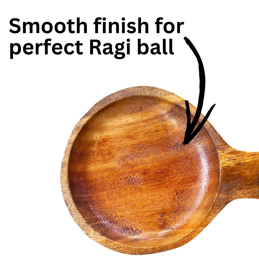 Combo Ragi Ball Making Wooden Spoon and Stick 