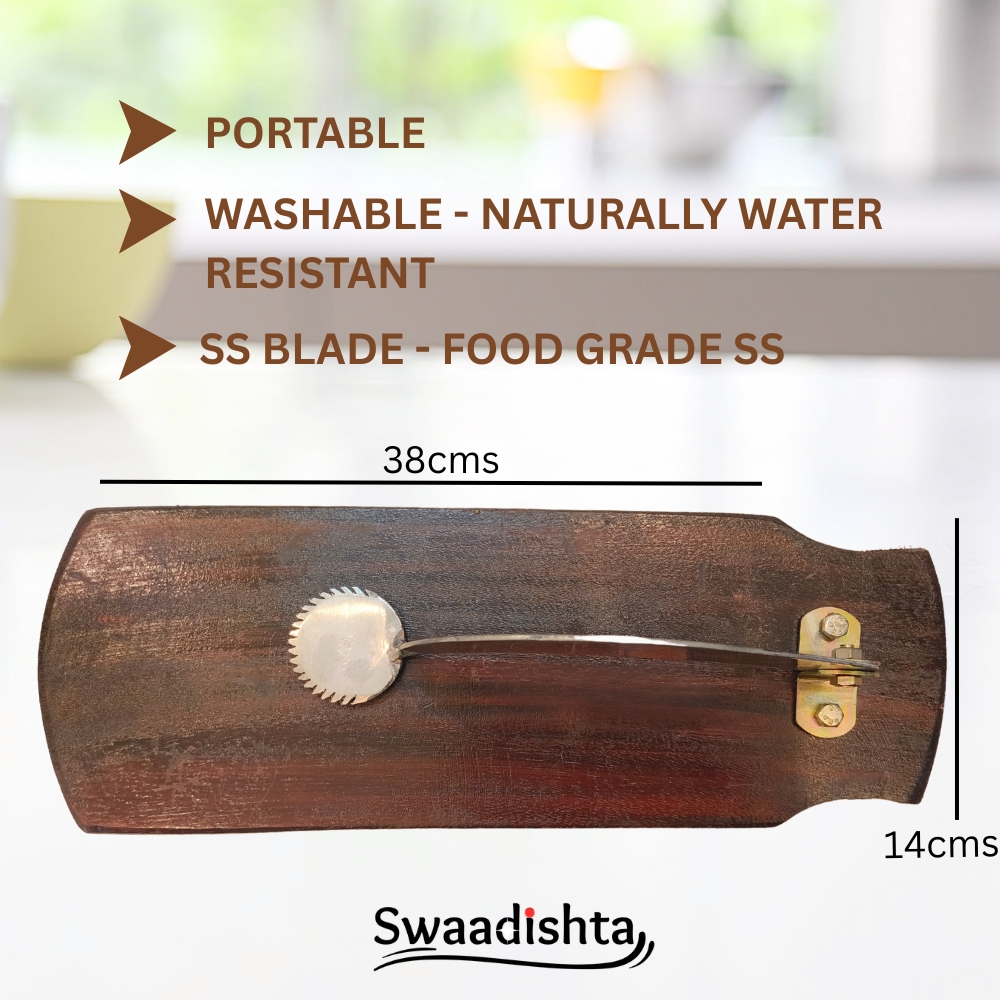Traditional Wooden Coconut Scraper with Stainless Steel Blade