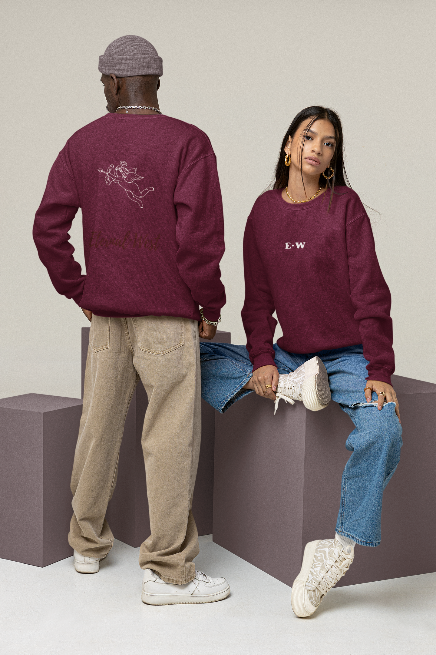 Sudadera cuello redondo (E·W Bordado) "Cupido"