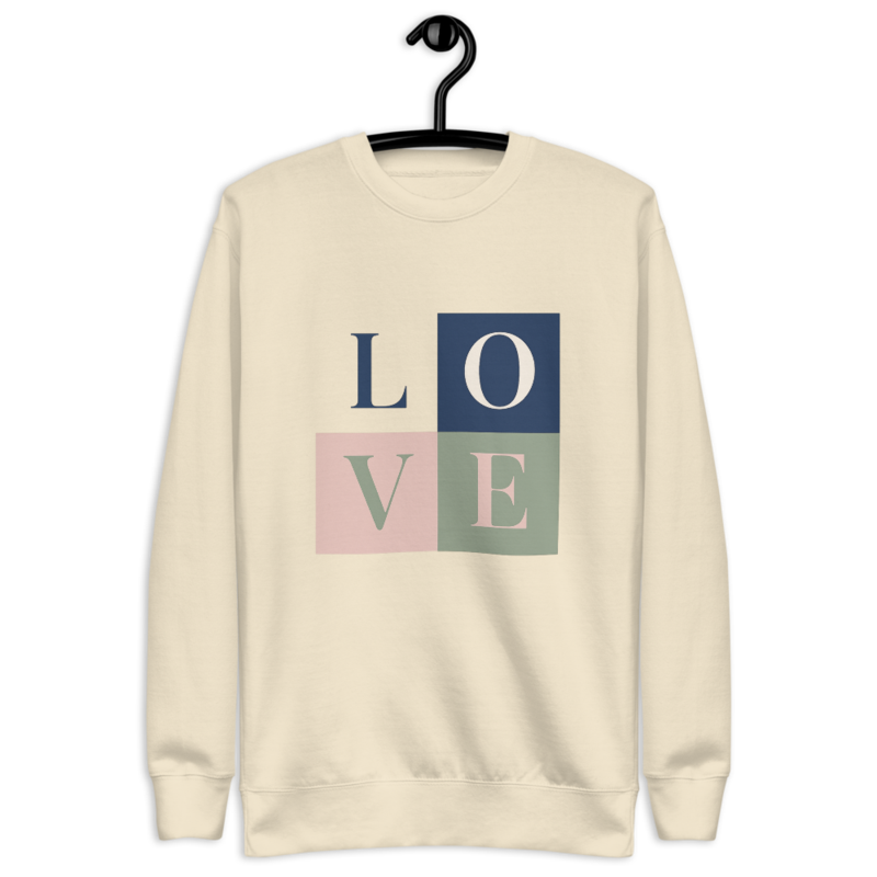 LOVE Sweatshirt, Premium Fleece mit Statement Print