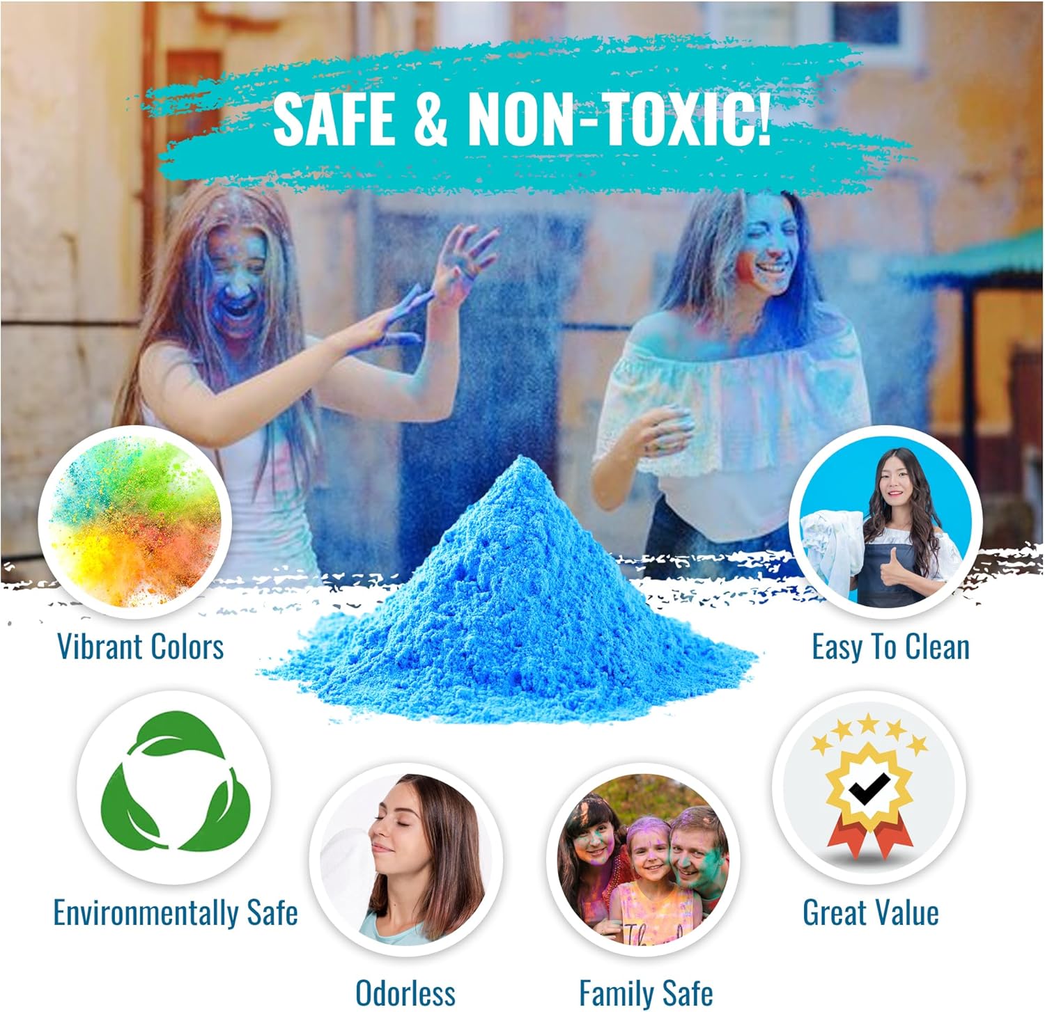 Organic Holi colours Holi Color Pack  of 8 Bags - 800 Grams  100 grams each Delivered by 3rd march