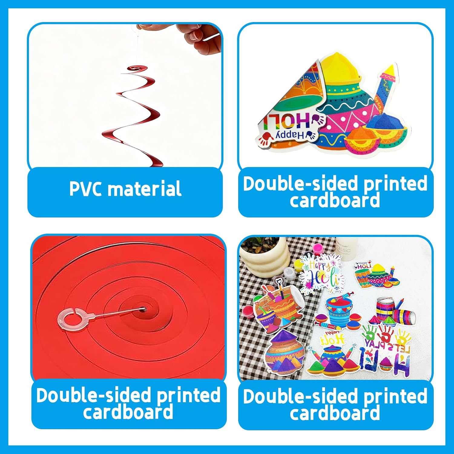 Holi Decoration Indian Festival Happy Holi Party decorations 2 in 1 Holi Hang Banners 8Pcs Holi Festival Decorations Hanging Swirls and 3Pcs Honeycomb Centerpiece for Colored Chalk Party Supplies