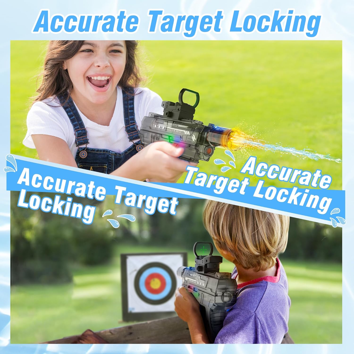 Electric Water Guns for Adults & Kids,Realistic Automatic Water Gun with 26-32 FT Long Range,800ml Large Water Tank,Splash-Resistant Design,Summer Outdoor Pool Beach Toy for Backyard Games