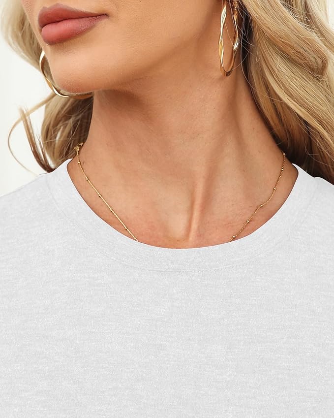 White holi Womens Short Sleeve Tops Summer T Shirts Round Neck Causal Fashion Basic Tee