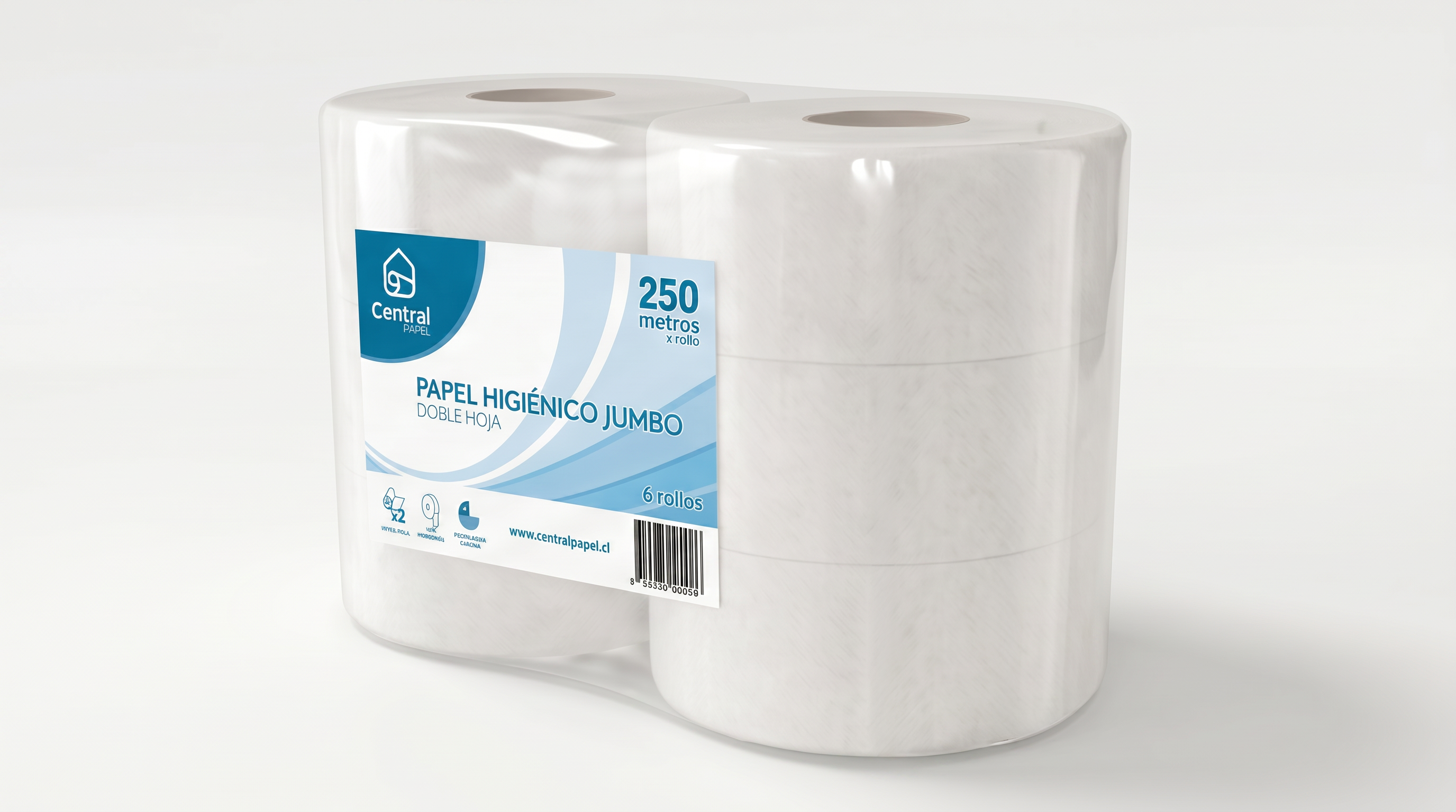Papel Higiénico Jumbo 250 Metros - Doble Hoja