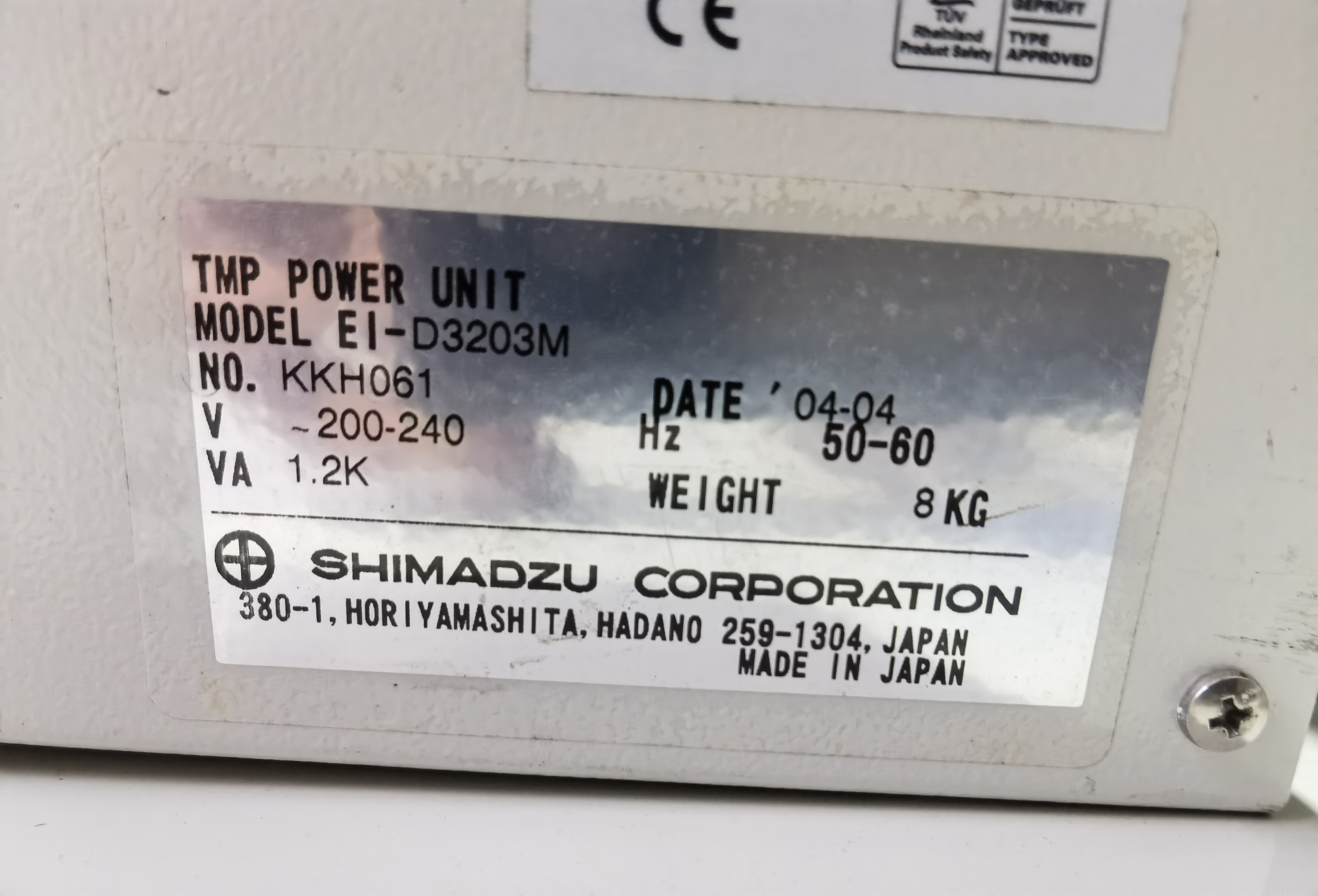 SHIMADZU Industrial Turbo Molecular Pump TMP- 3203LMC with control