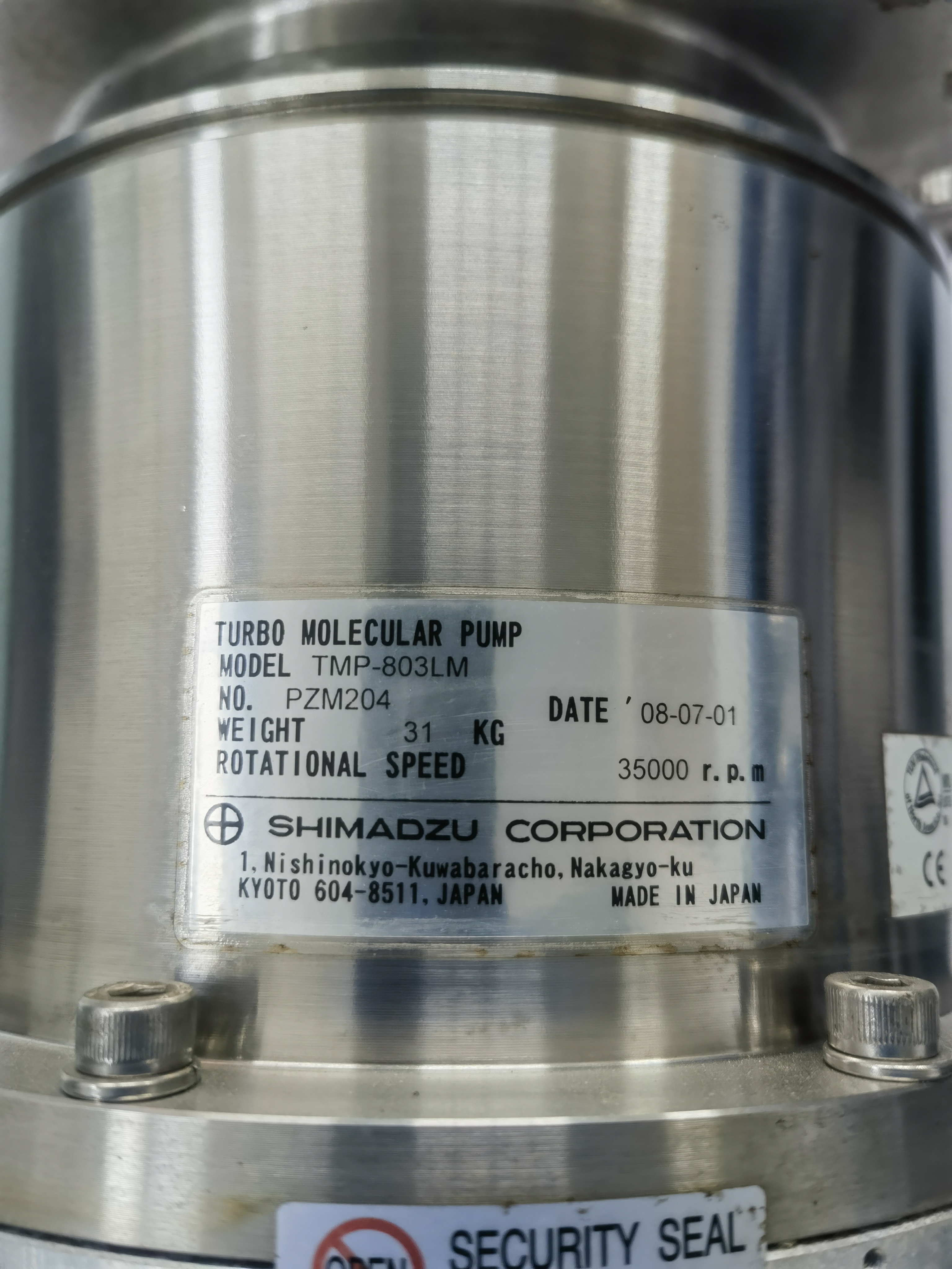 SHIMADZU High Vacuum Turbomolecular Pump TMP-803LM