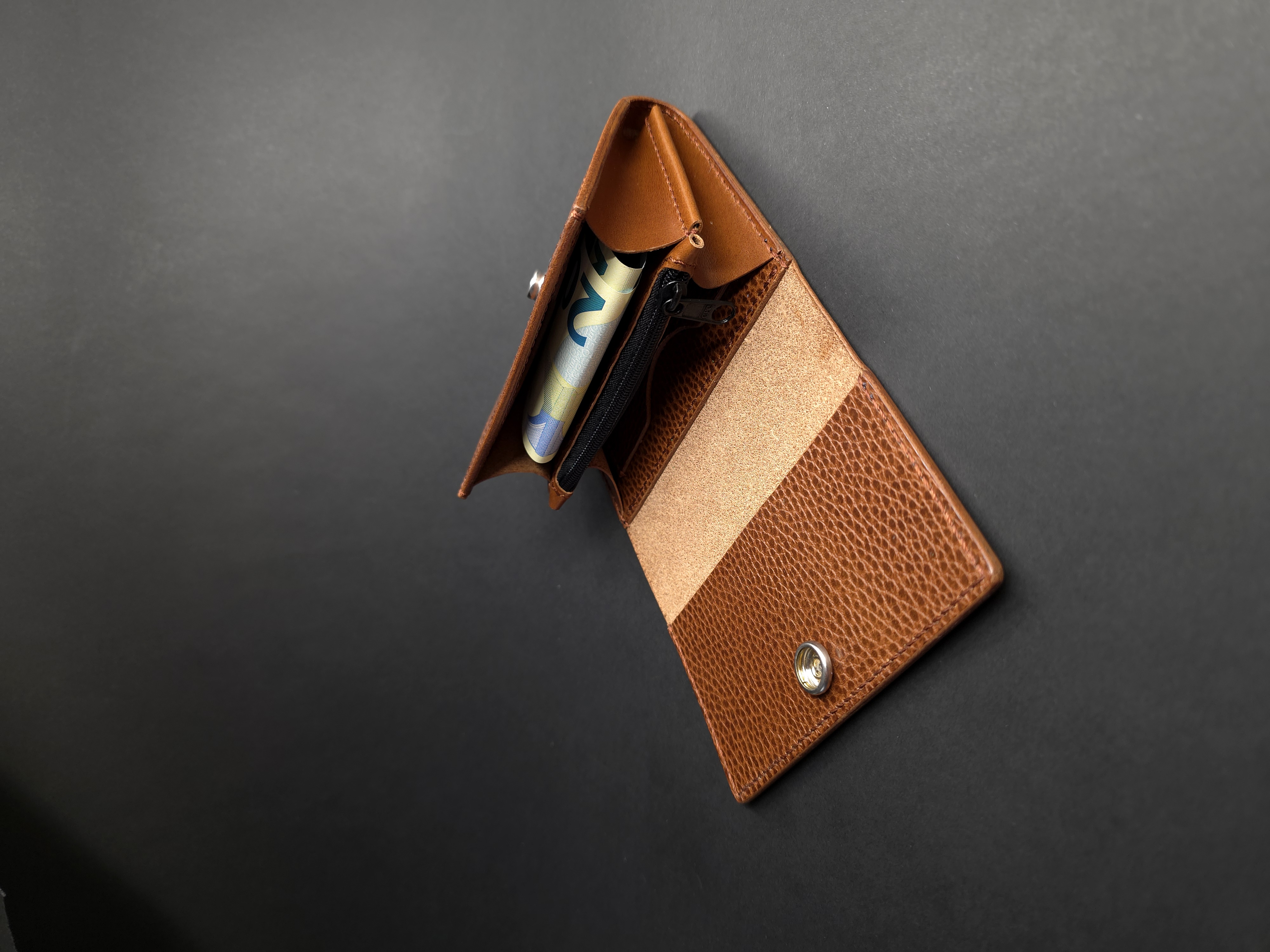 Handcrafted Brown Full Grain Leather Flap Wallet