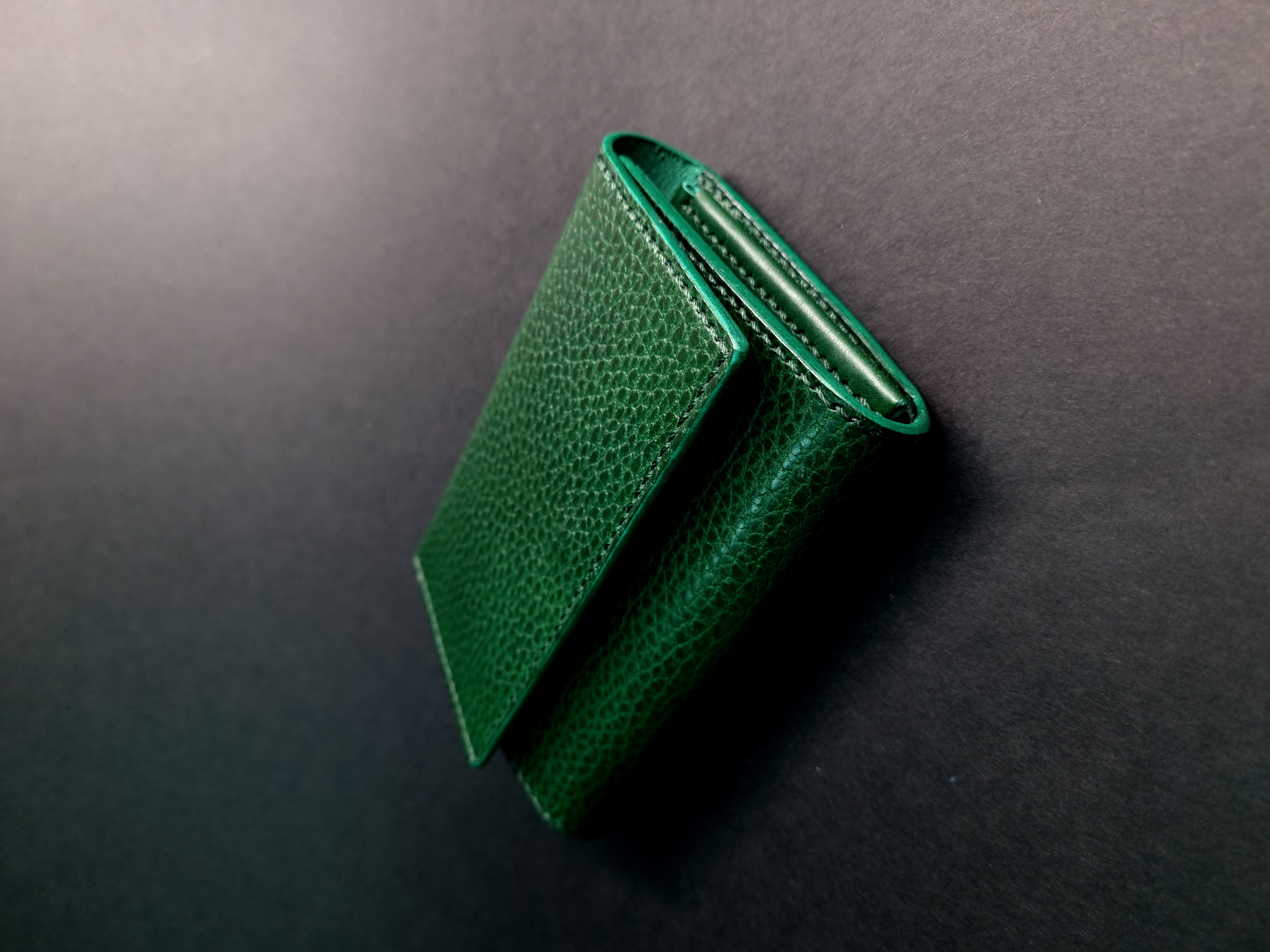 Handcrafted Green Leather Flap Wallet