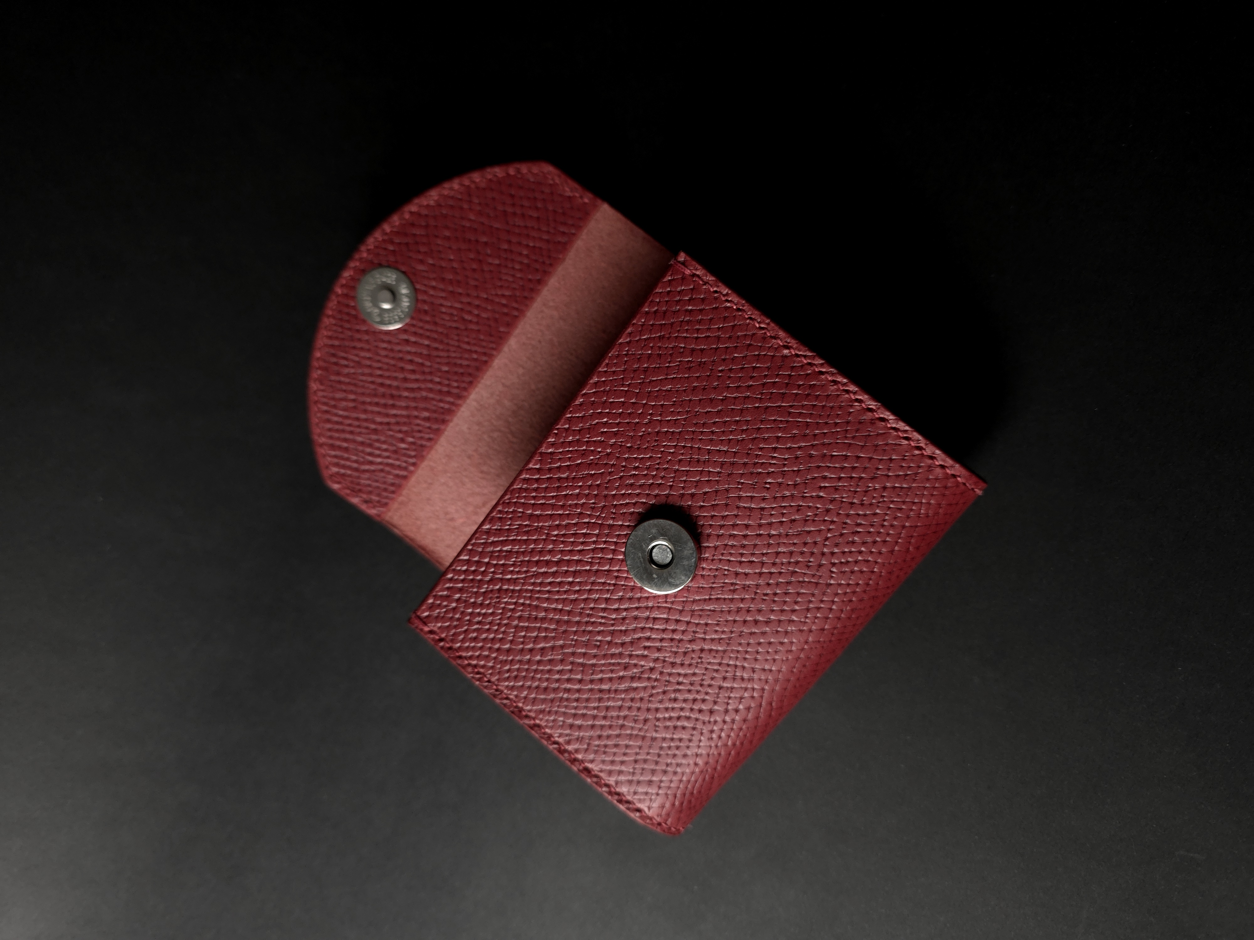 Red Full Grain Leather Flap Wallet with Coin Pouch