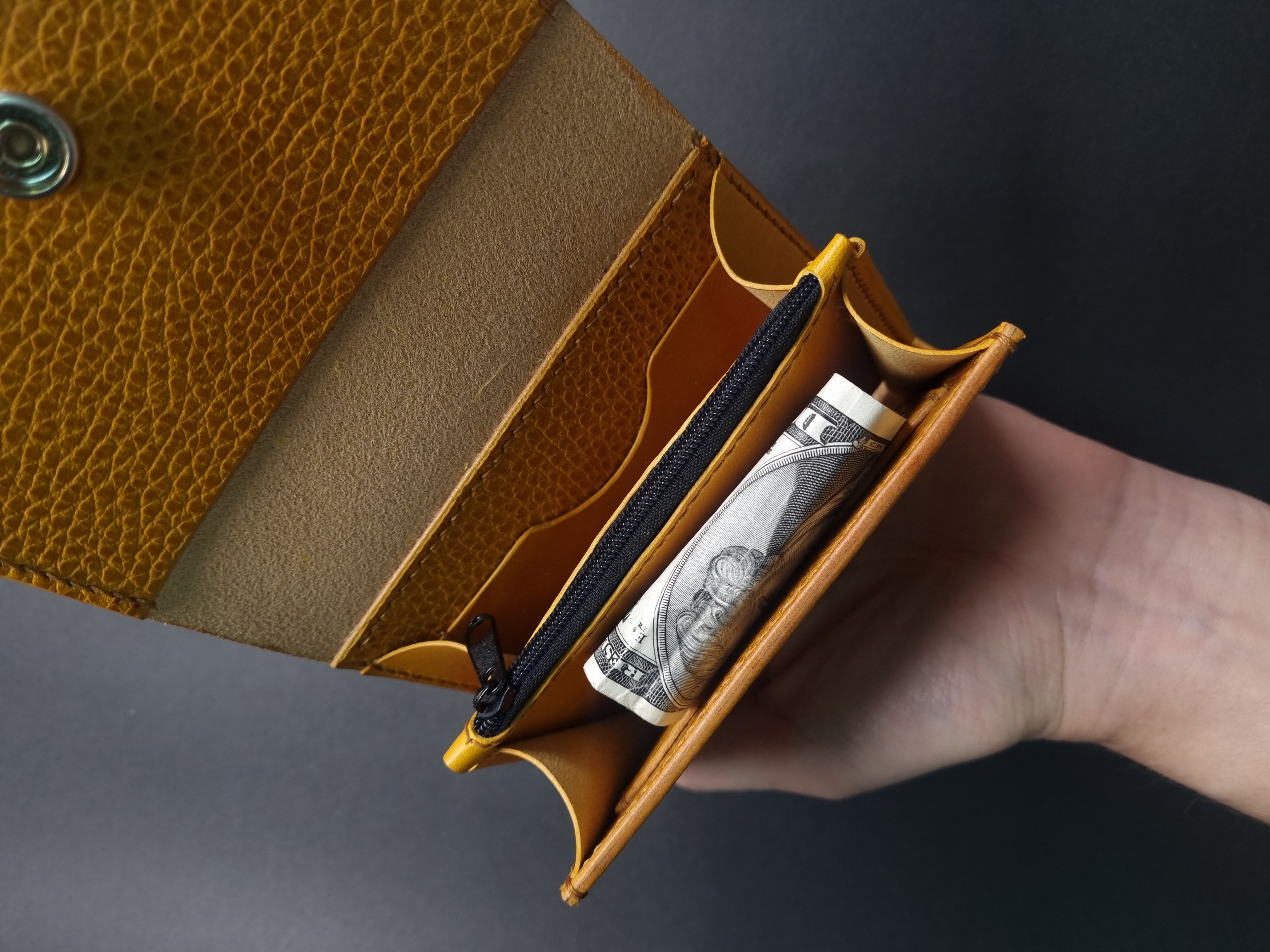 Walpier's Yellow Dollaro leather flap wallet