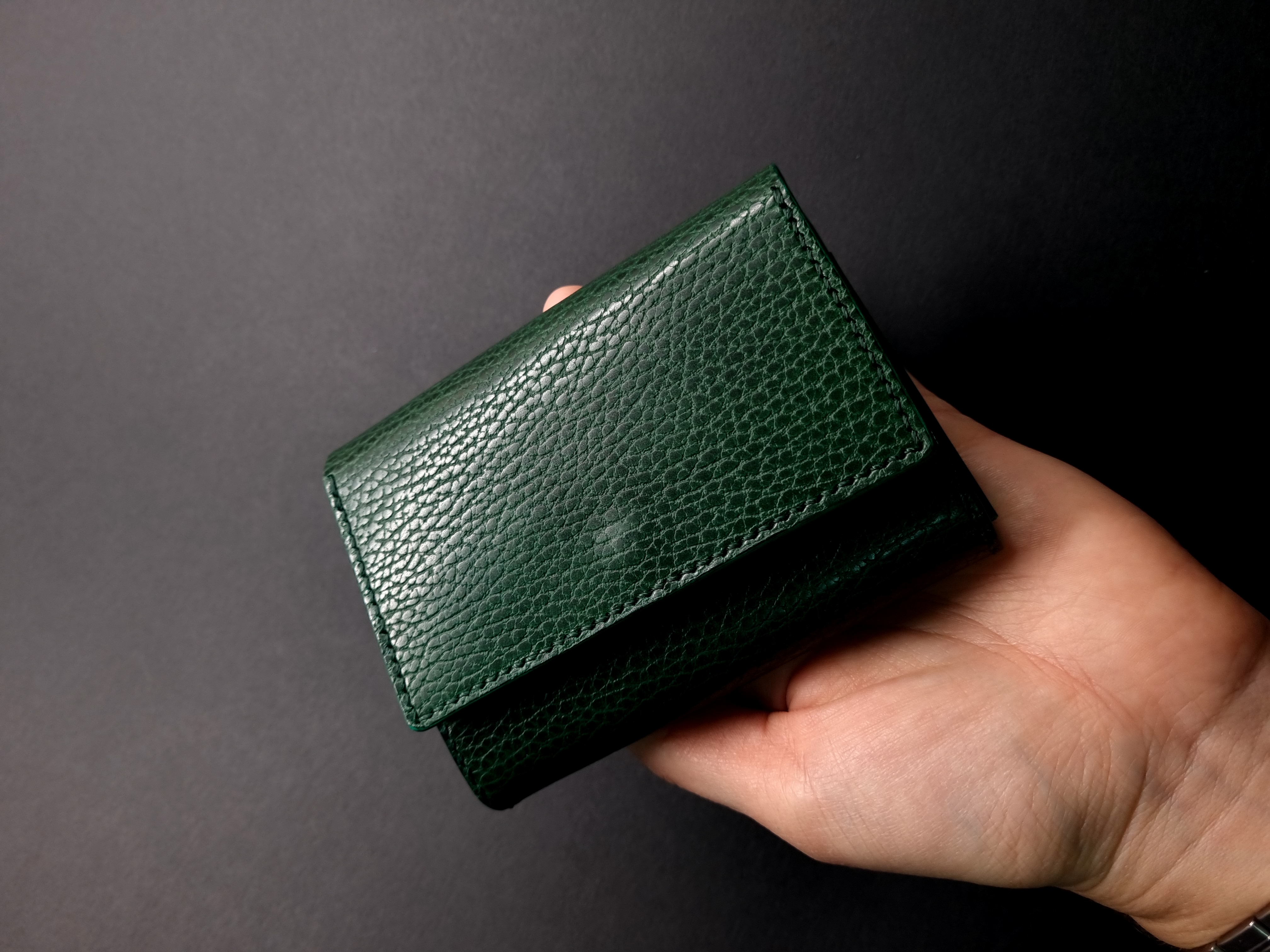 Handcrafted Green Leather Flap Wallet