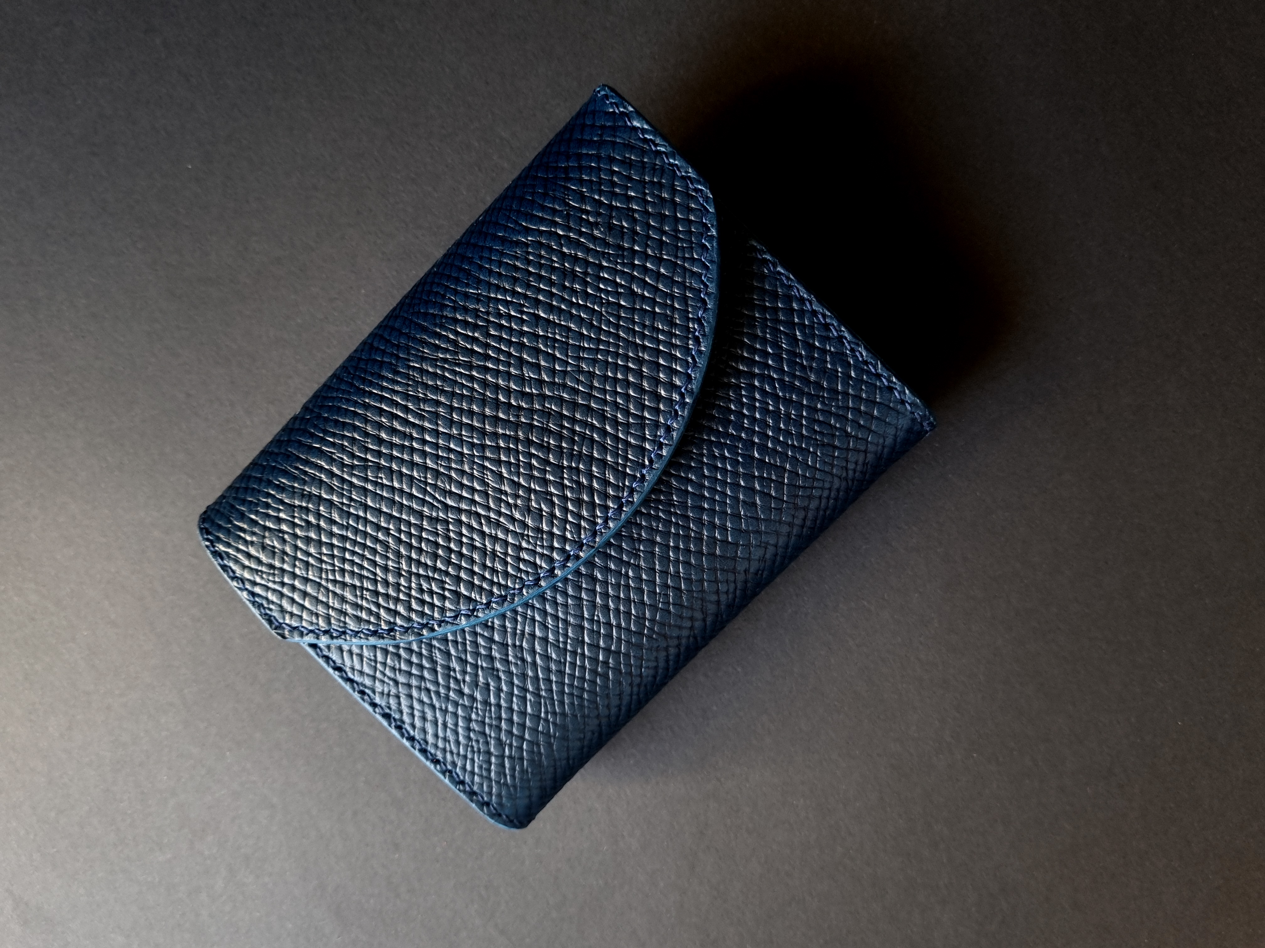 Blue Buttero Hatch Leather Wallet with Magnet Closure