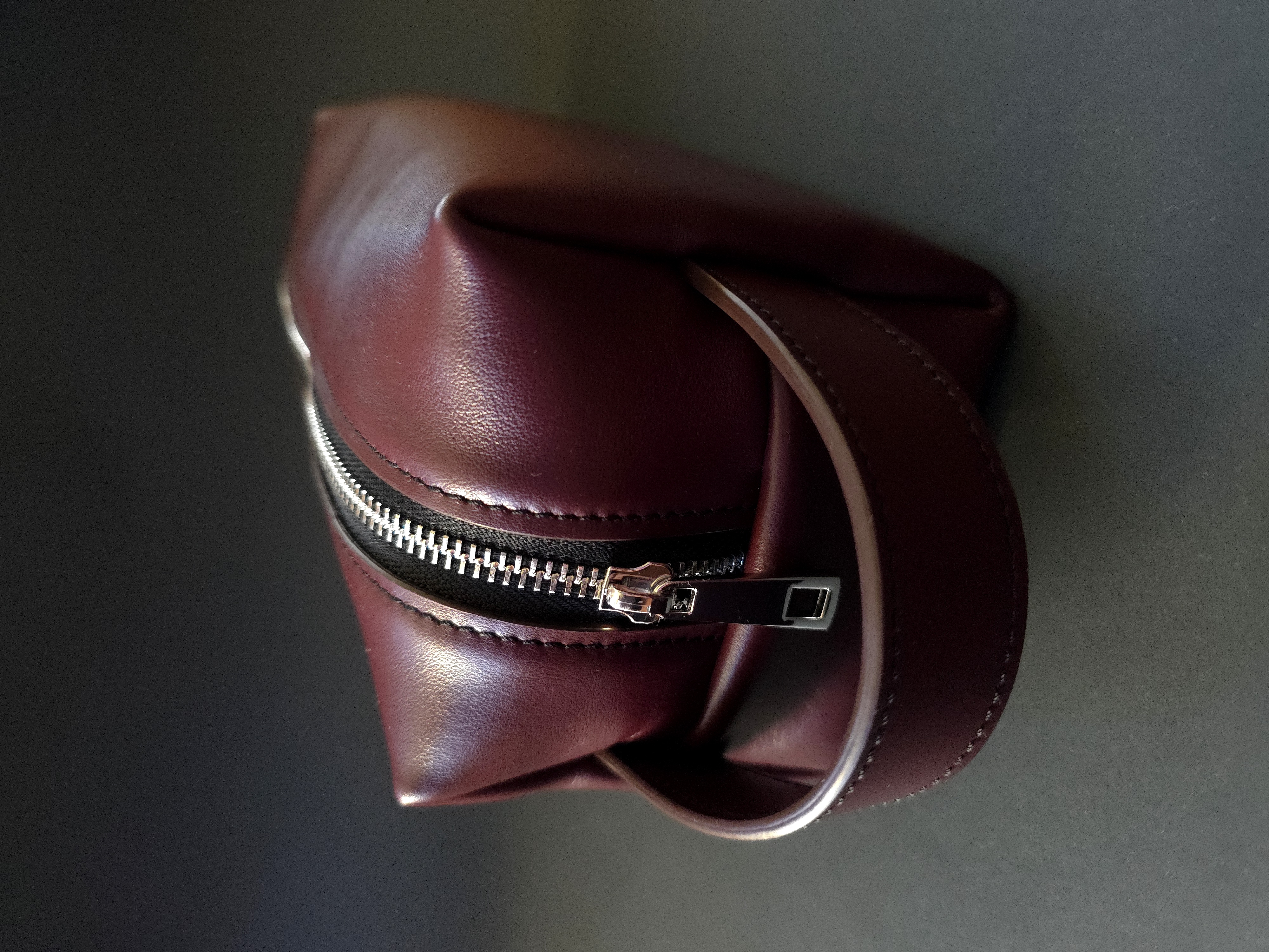 Burgundy Leather Travel Dopp Kit with Handle