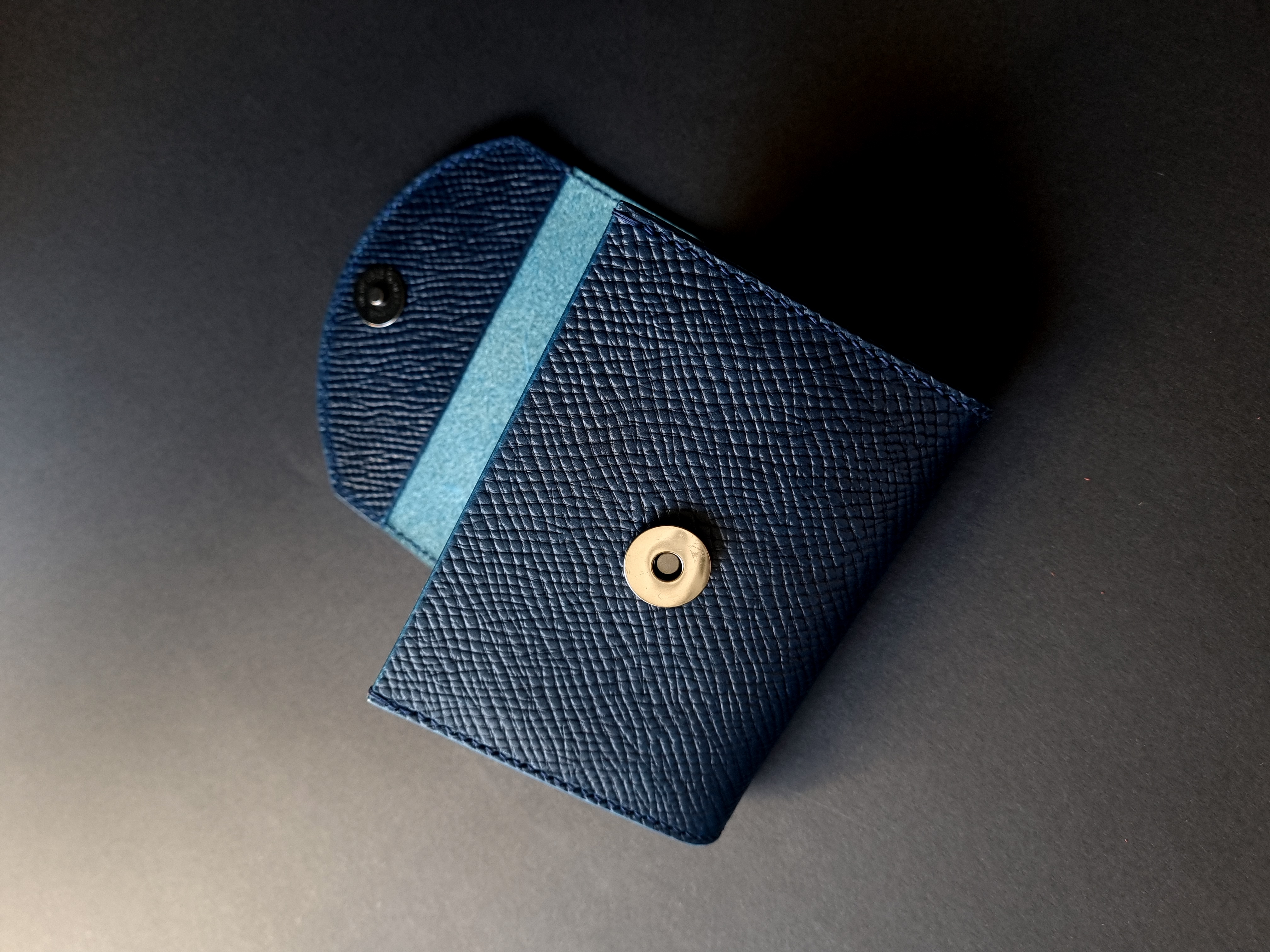 Blue Buttero Hatch Leather Wallet with Magnet Closure