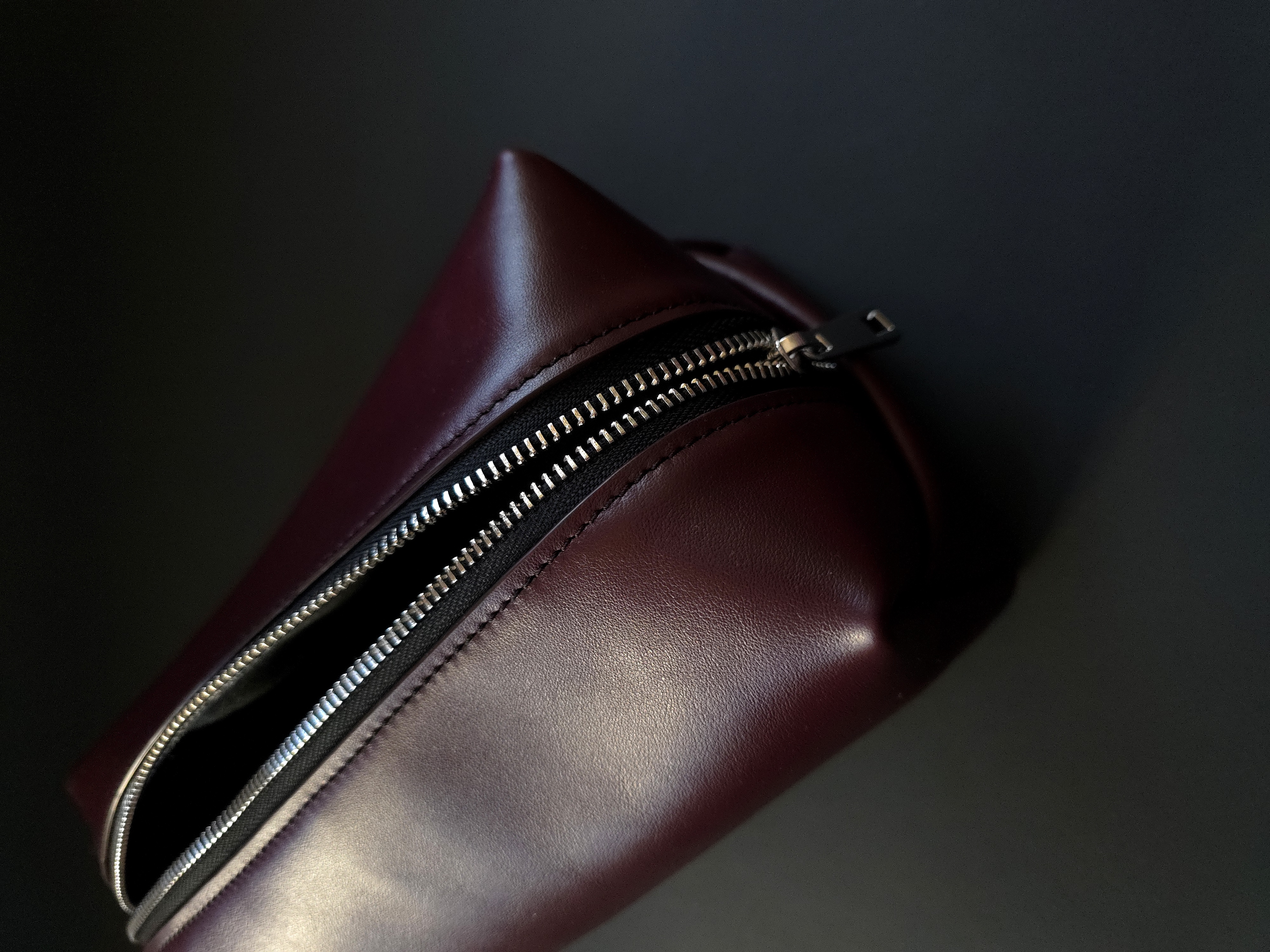Burgundy Leather Travel Dopp Kit with Handle