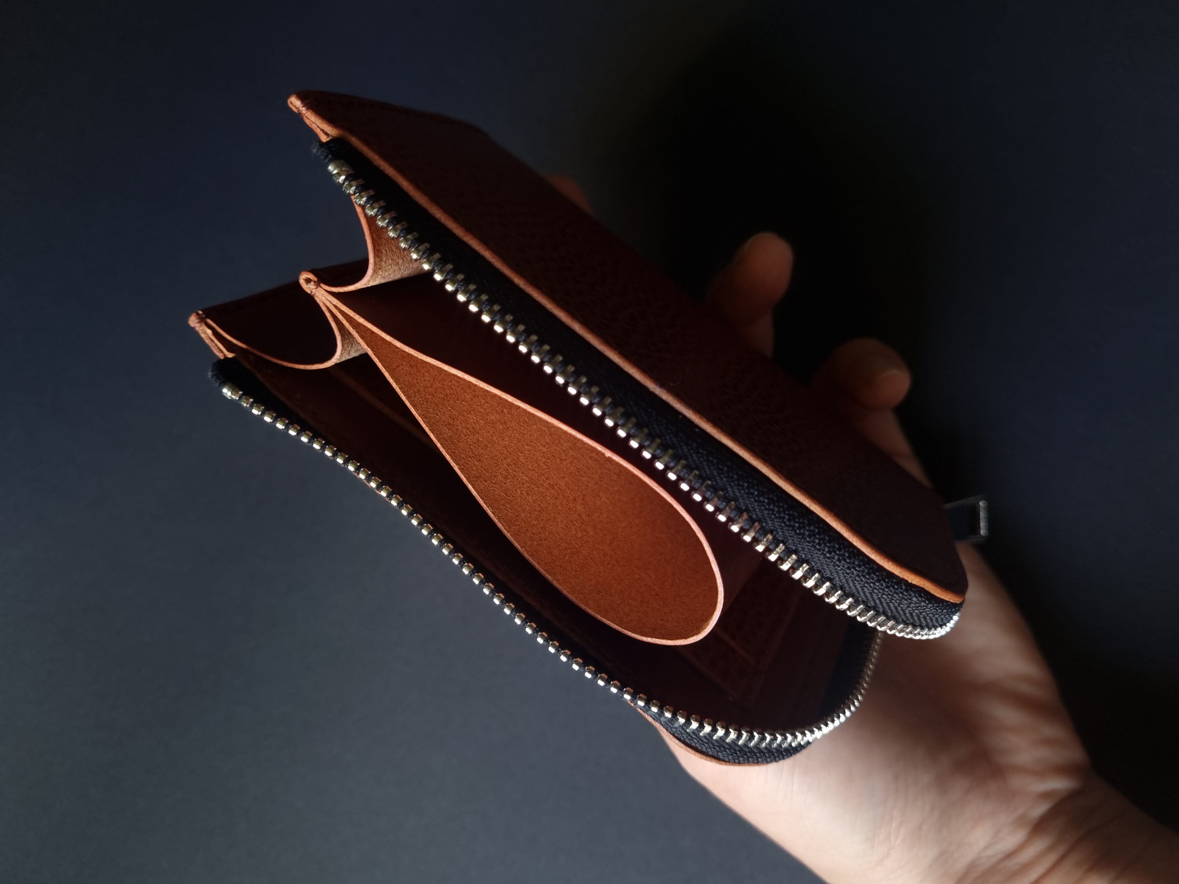 Brown Full Grain Leather L-Shape Wallet