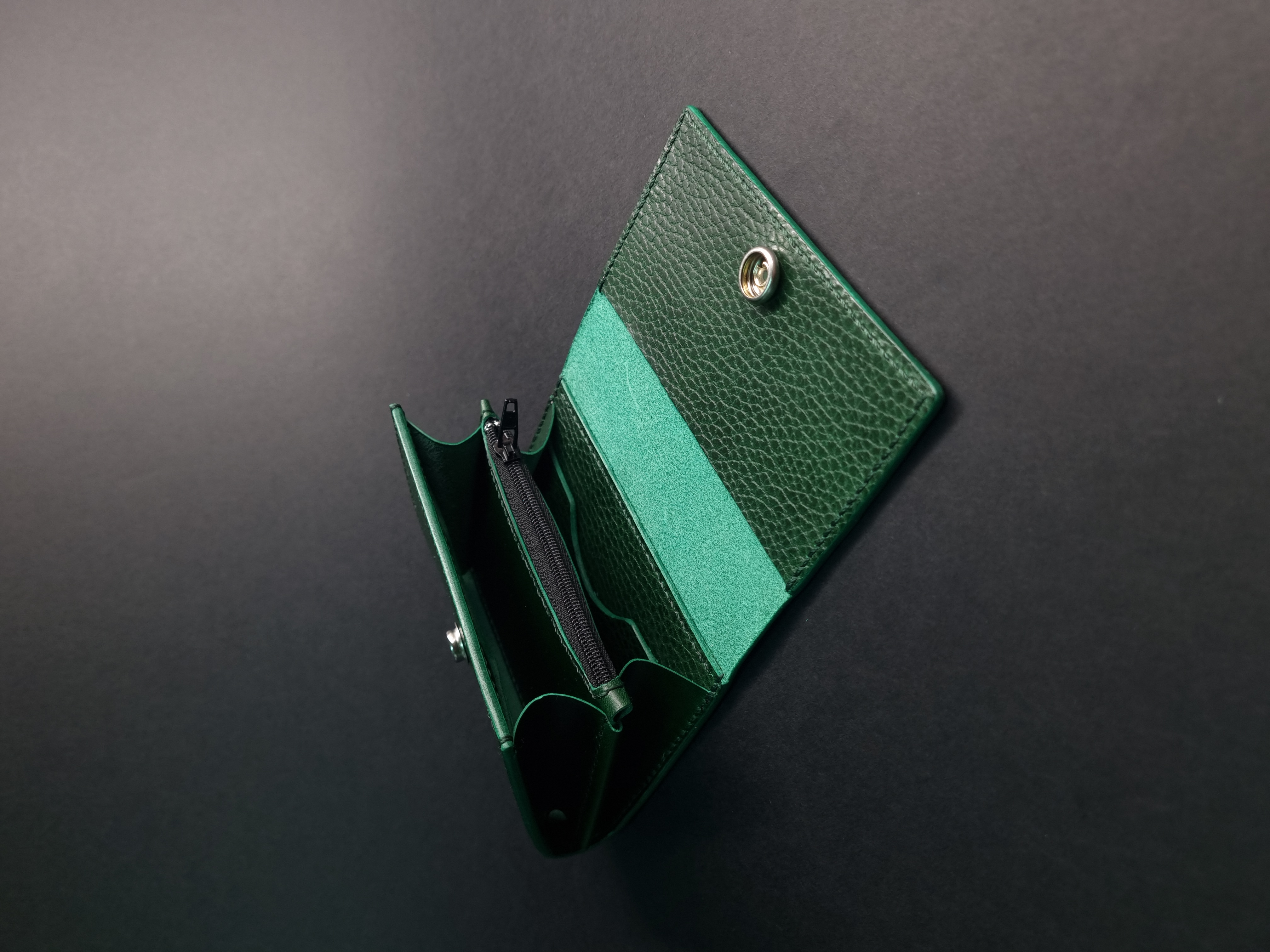Handcrafted Green Leather Flap Wallet