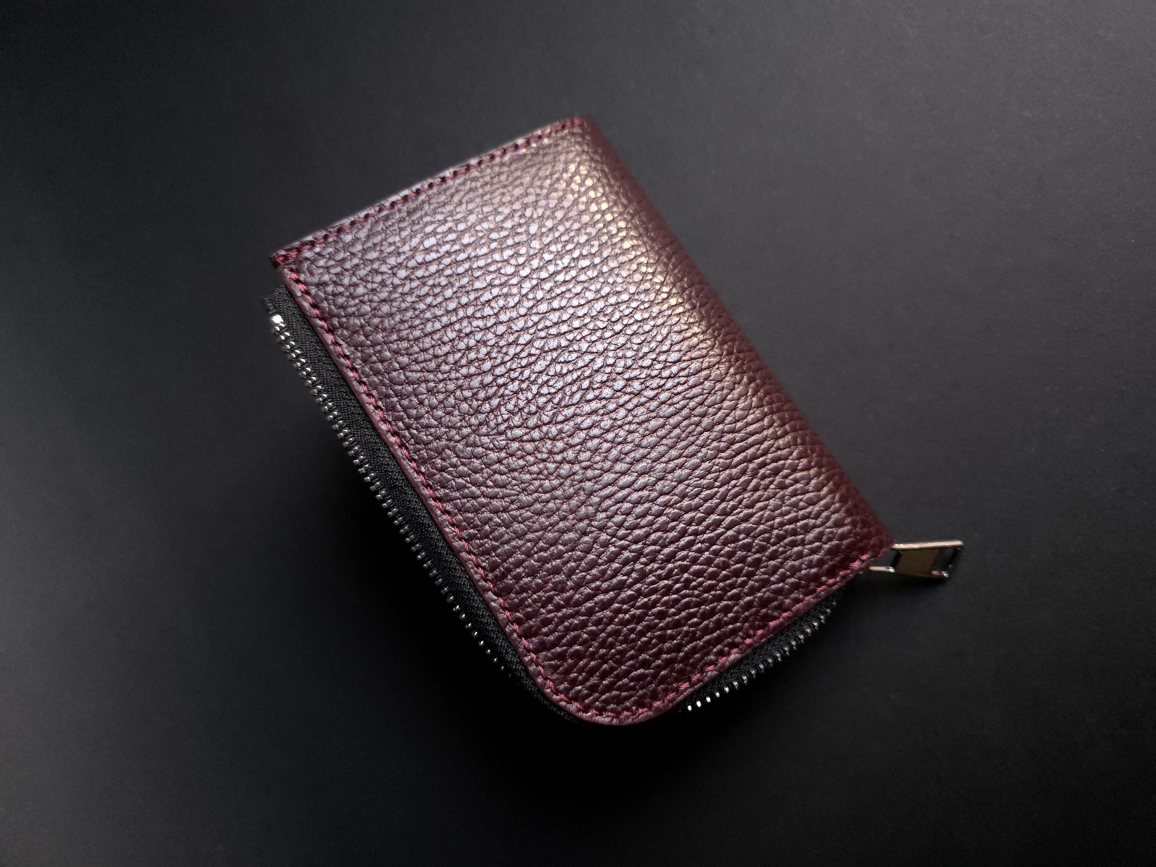 Burgundy Full Grain Leather L-Shape Wallet